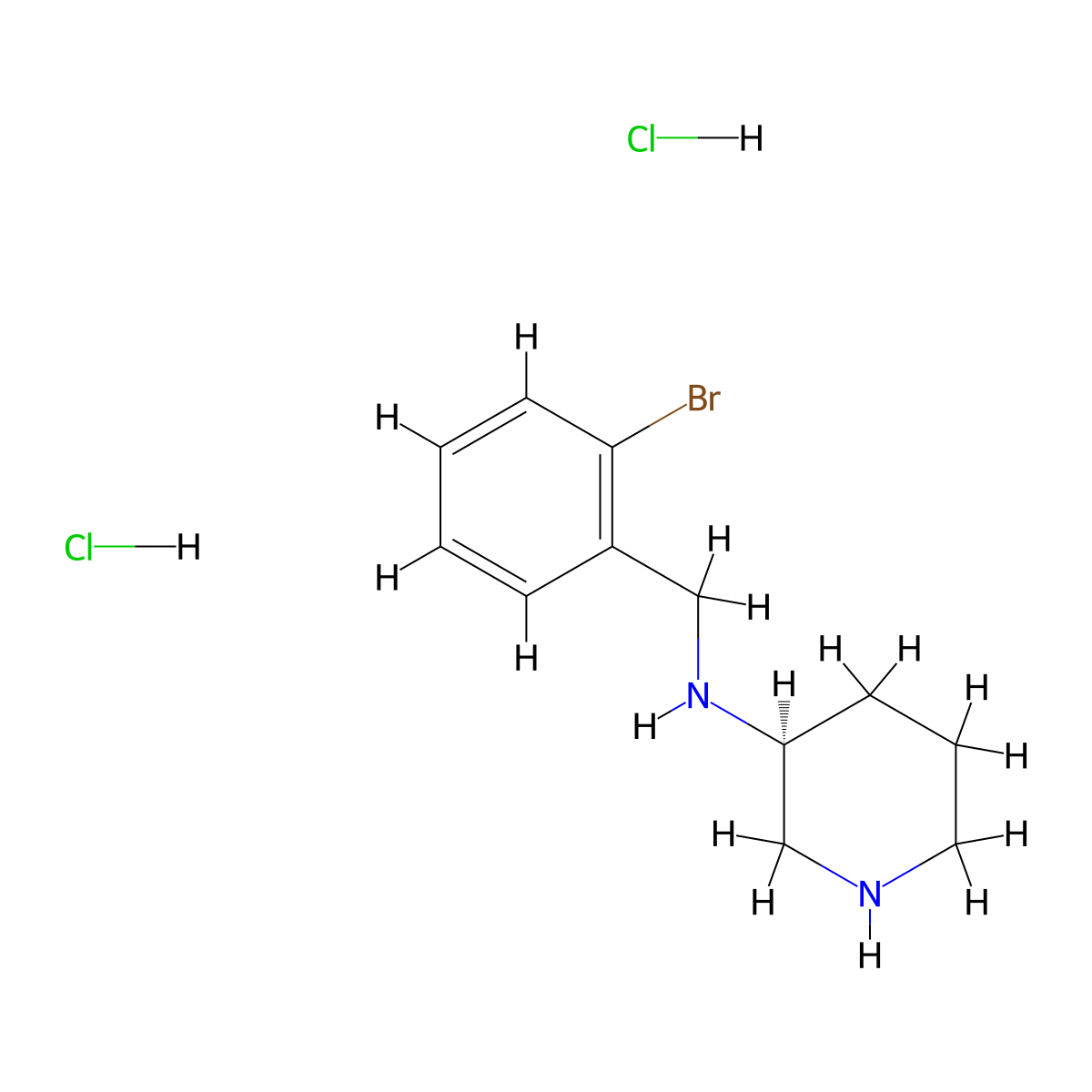 (S)-N-[(2-Bromophenyl)methyl]piperidin-3-amine dihydrochloride molecular structure, CAS 1349702-36-8