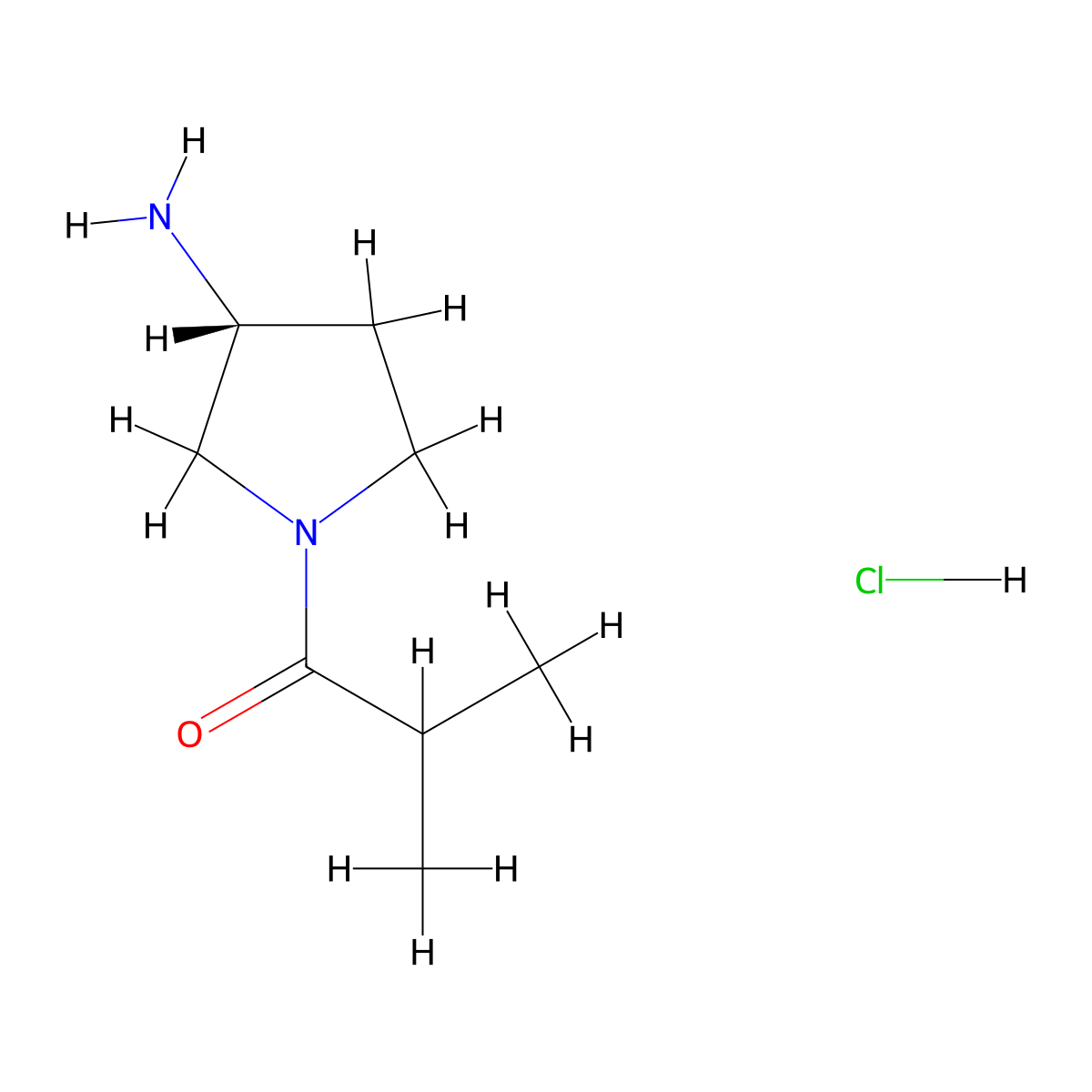 (R)-1-(3-Aminopyrrolidin-1-yl)-2-methylpropan-1-one hydrochloride molecular structure, CAS 1349702-37-9