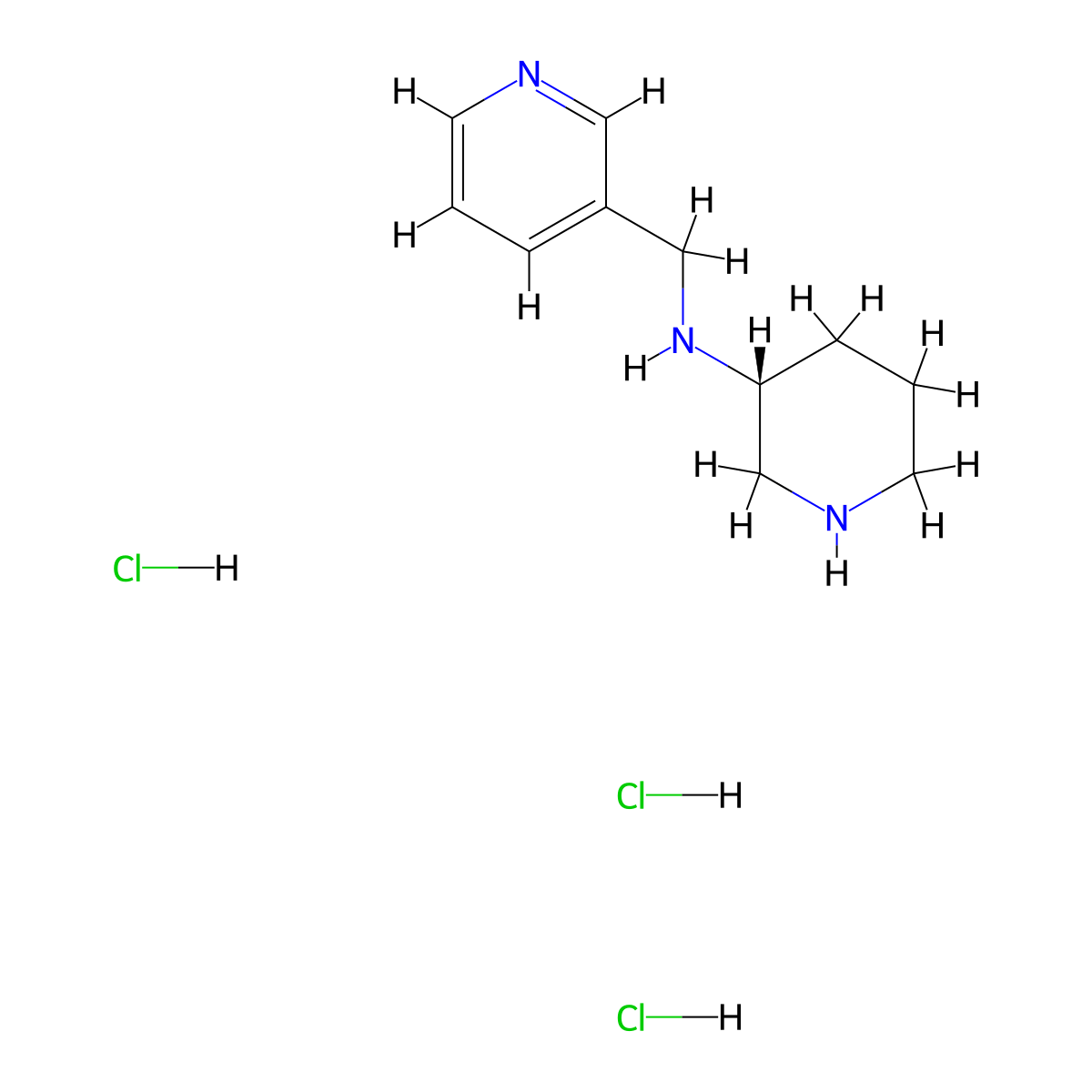 (R)-N-(Pyridin-3-ylmethyl)piperidin-3-amine trihydrochloride molecular structure, CAS 1349702-40-4