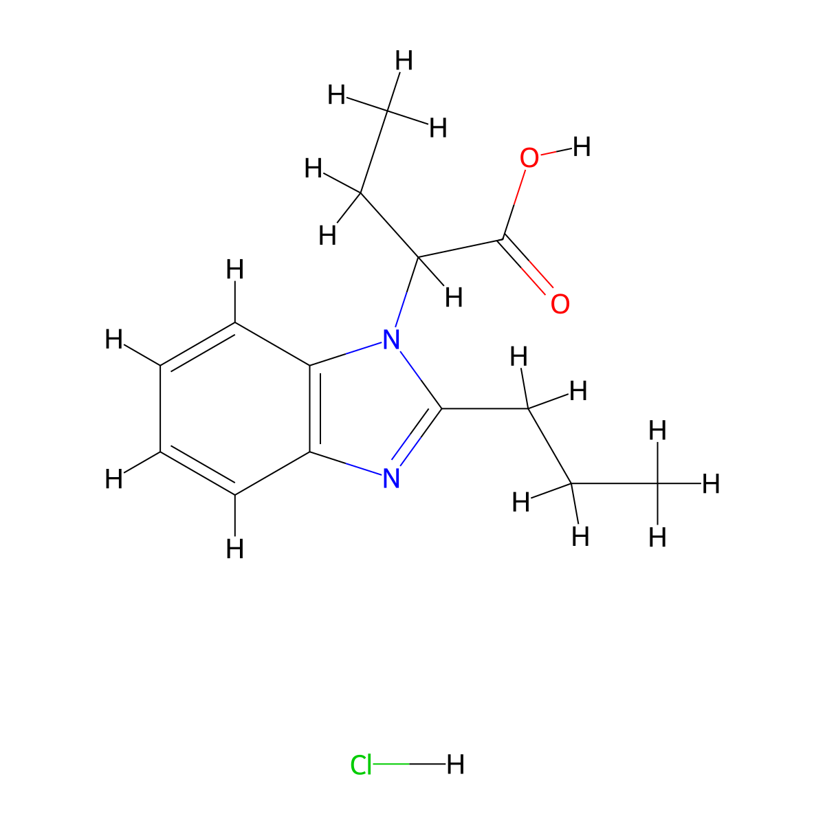 2-(2-Propyl-1H-benzimidazol-1-yl)butanoic acid hydrochloride molecular structure, CAS 1349708-62-8