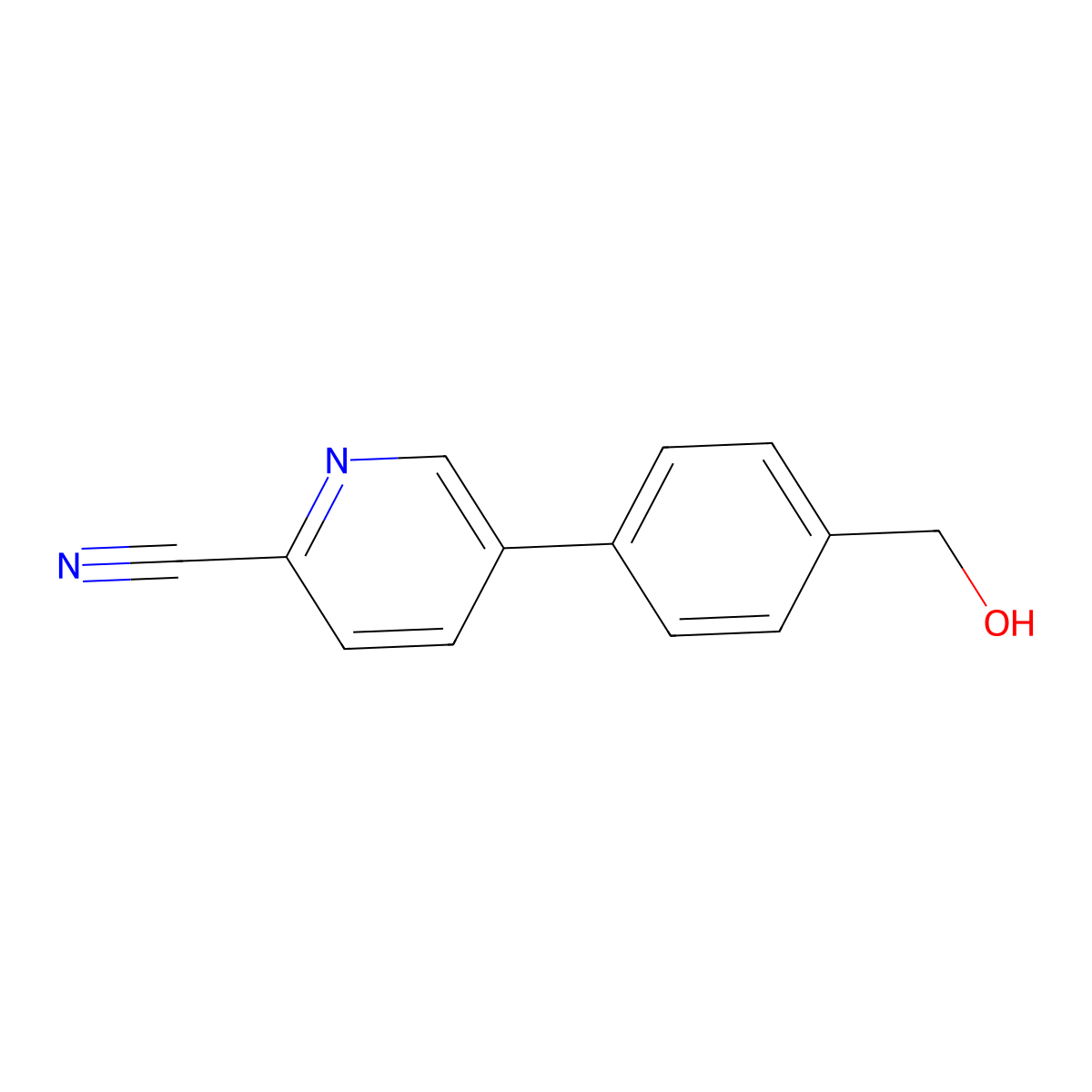 5-(4-(Hydroxymethyl)phenyl)picolinonitrile molecular structure, CAS 1349708-76-4