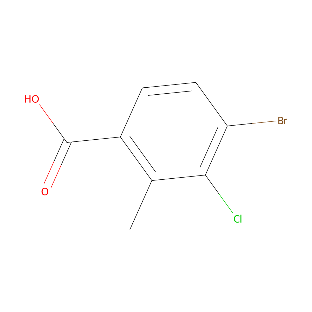 4-Bromo-3-chloro-2-methylbenzoic acid molecular structure, CAS 1349708-88-8