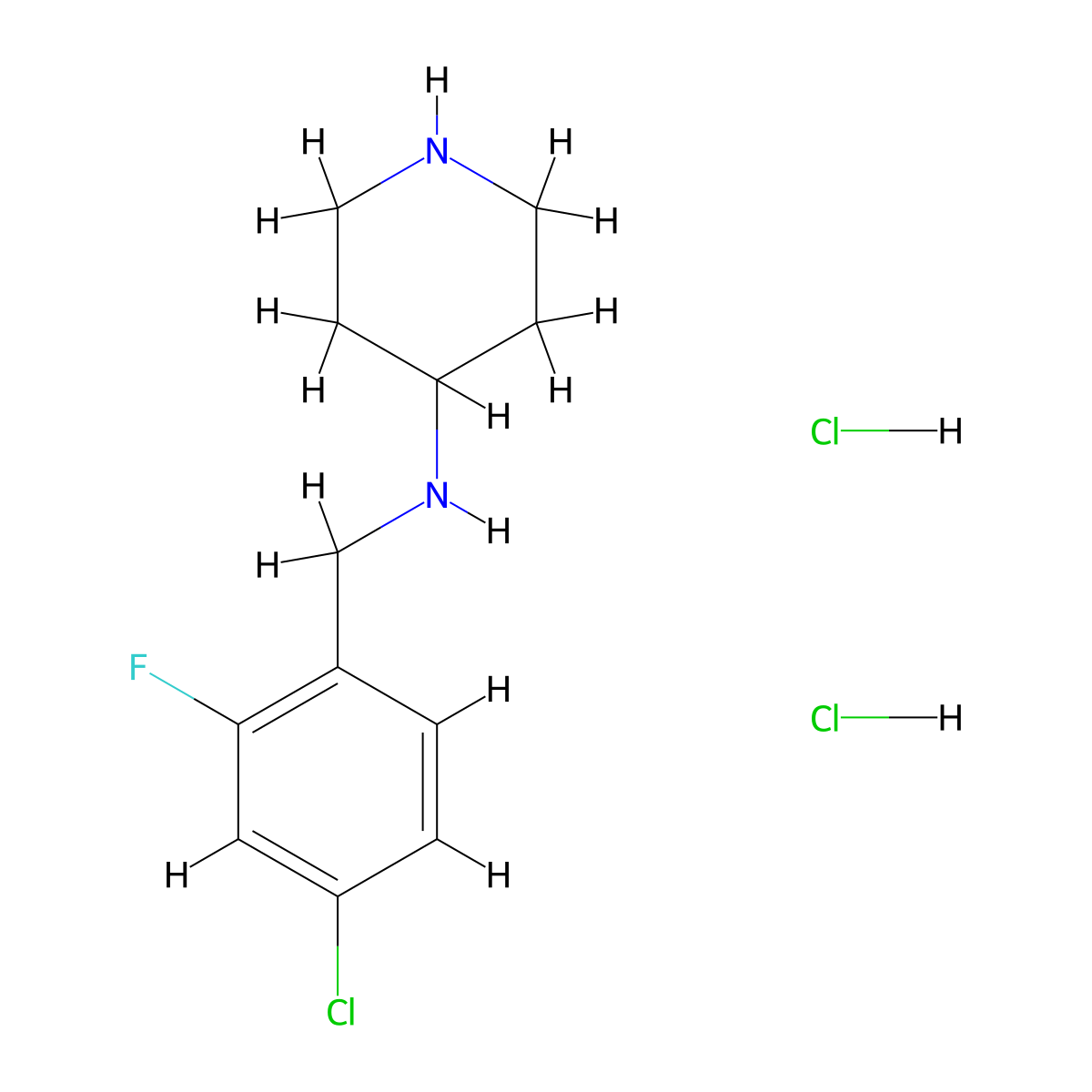 N-(4-Chloro-2-fluorobenzyl)piperidin-4-amine dihydrochloride molecular structure, CAS 1349708-93-5