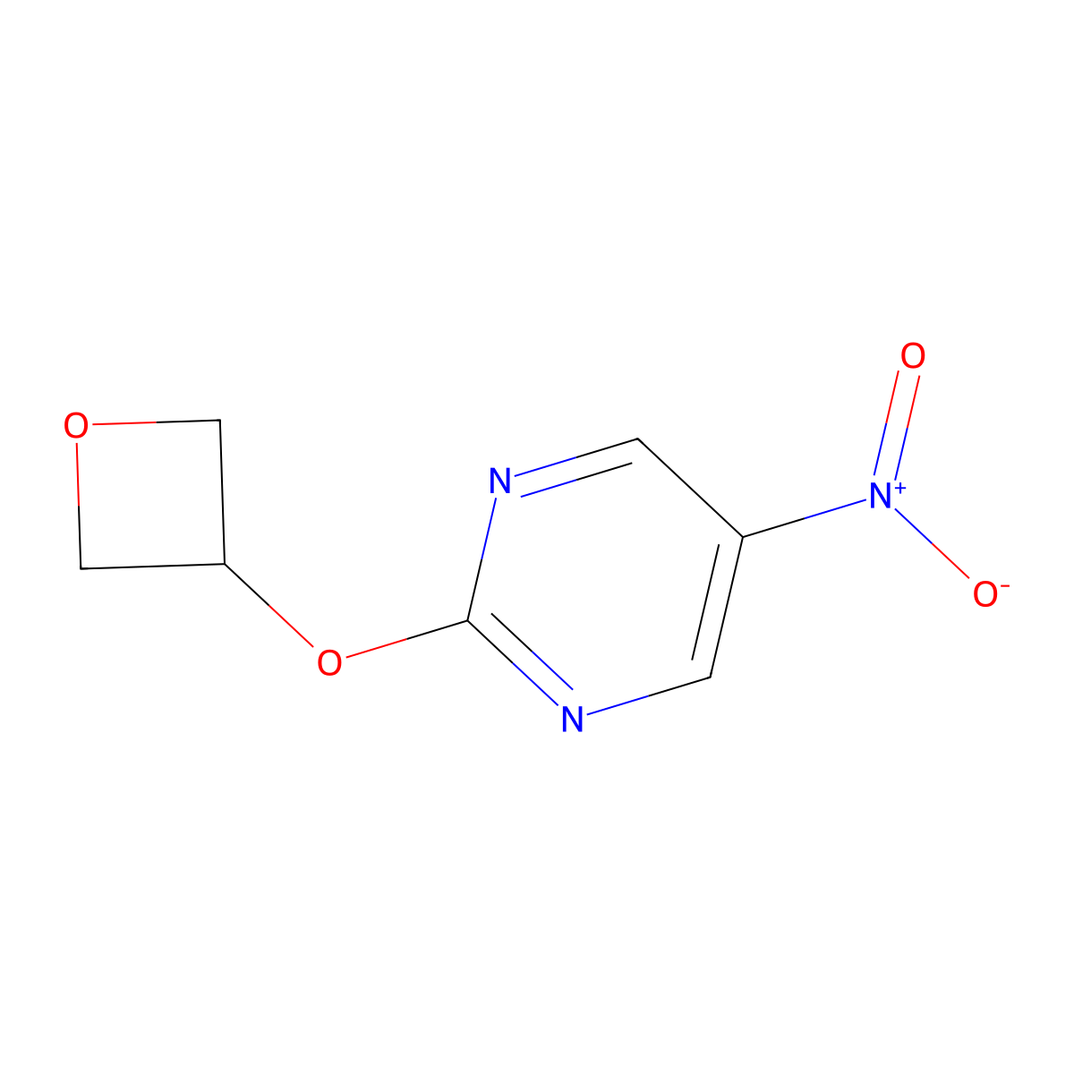 5-Nitro-2-(oxetan-3-yloxy)pyrimidine molecular structure, CAS 1349715-52-1
