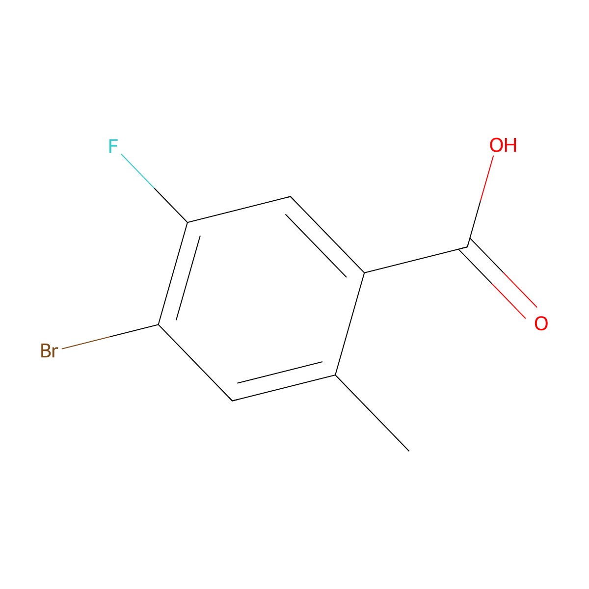 4-Bromo-5-fluoro-2-methylbenzoic acid molecular structure, CAS 1349715-55-4