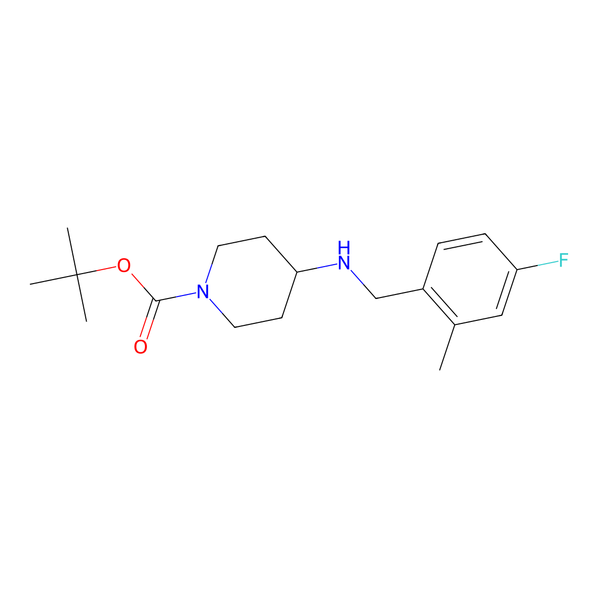 tert-Butyl 4-(4-fluoro-2-methylbenzylamino)piperidine-1-carboxylate molecular structure, CAS 1349715-60-1