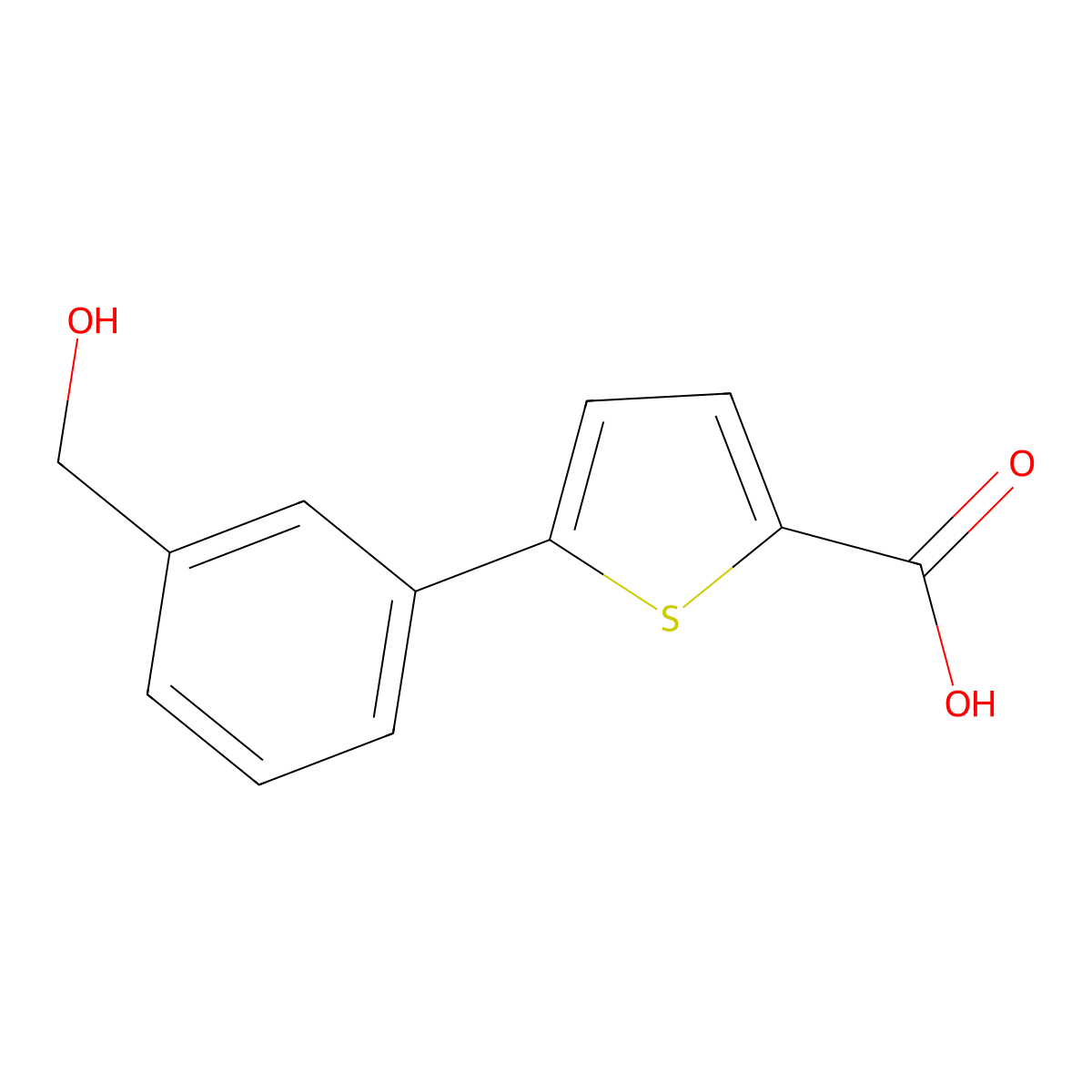 5-(3-(Hydroxymethyl)phenyl)thiophene-2-carboxylic acid molecular structure, CAS 1349715-82-7