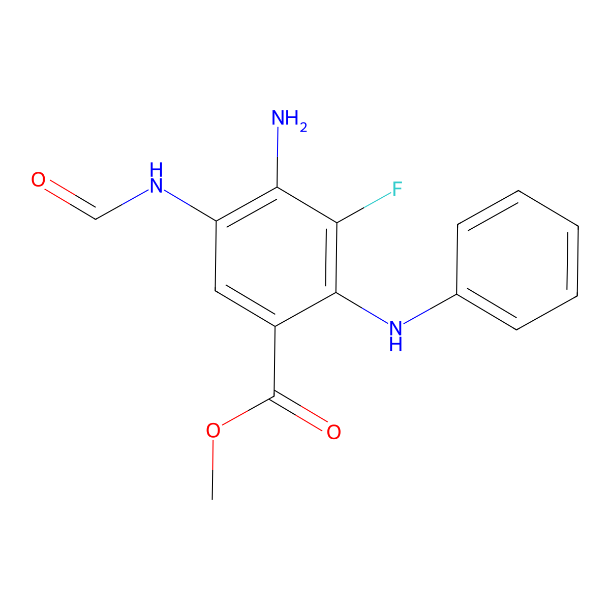 4-Amino-3-fluoro-5-formylamino-2-phenylaminobenzoic acid methyl ester molecular structure, CAS 1349715-84-9