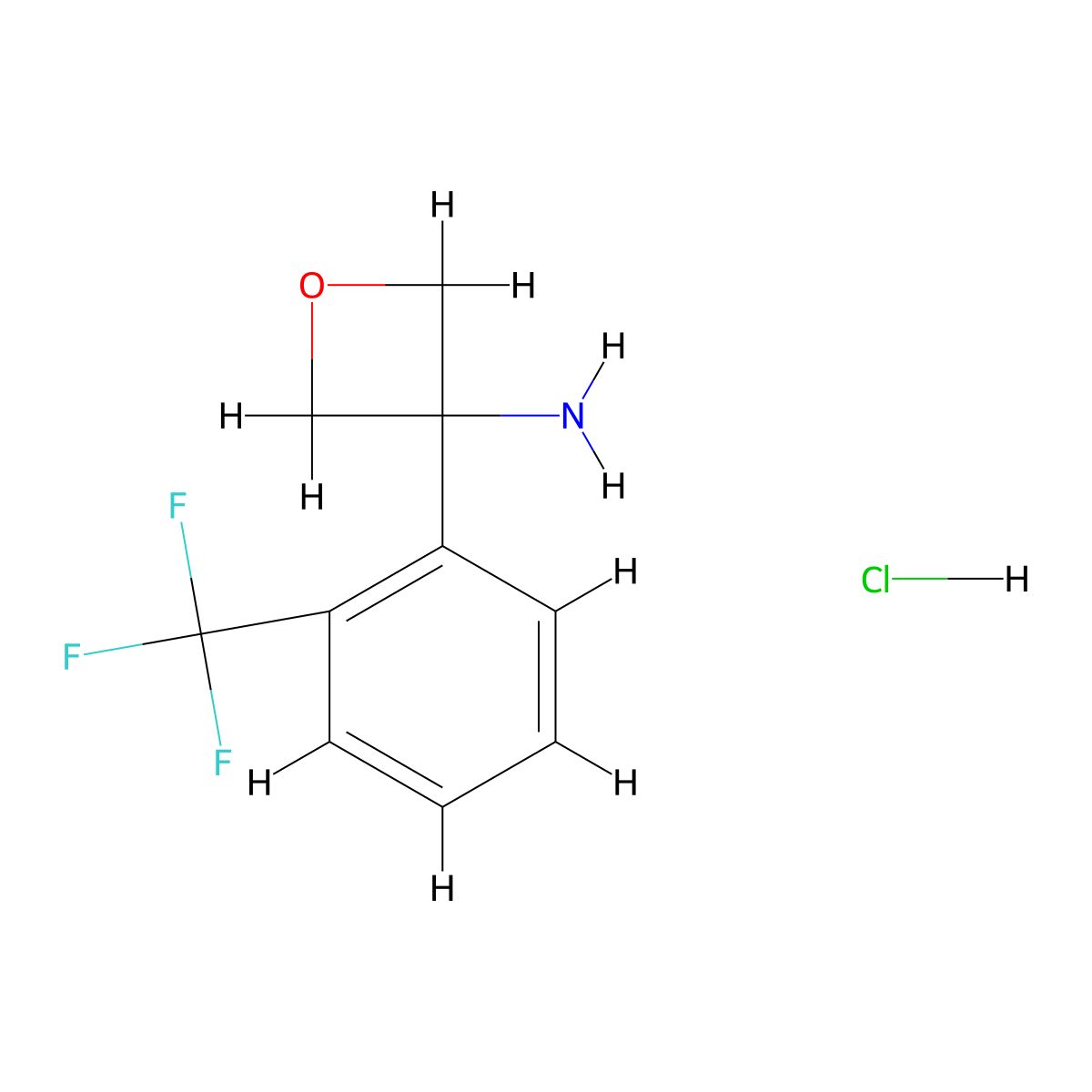 3-[2-(Trifluoromethyl)phenyl]oxetan-3-amine hydrochloride molecular structure, CAS 1349715-87-2