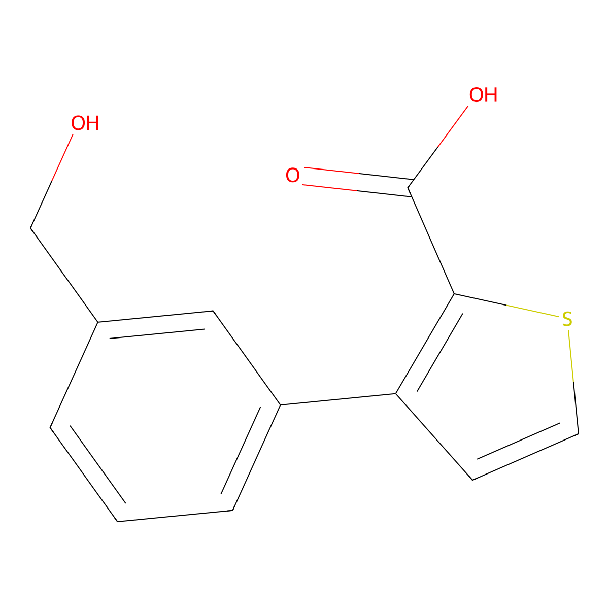 3-(3-Hydroxymethylphenyl)thiophene-2-carboxylic acid molecular structure, CAS 1349715-93-0