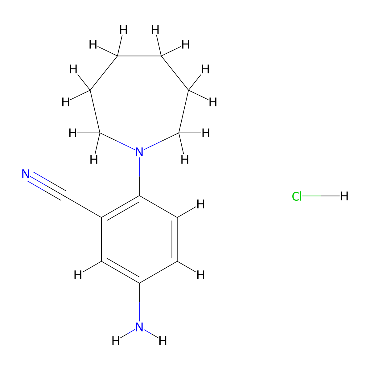 5-Amino-2-(azepan-1-yl)benzonitrile hydrochloride molecular structure, CAS 1349716-03-5