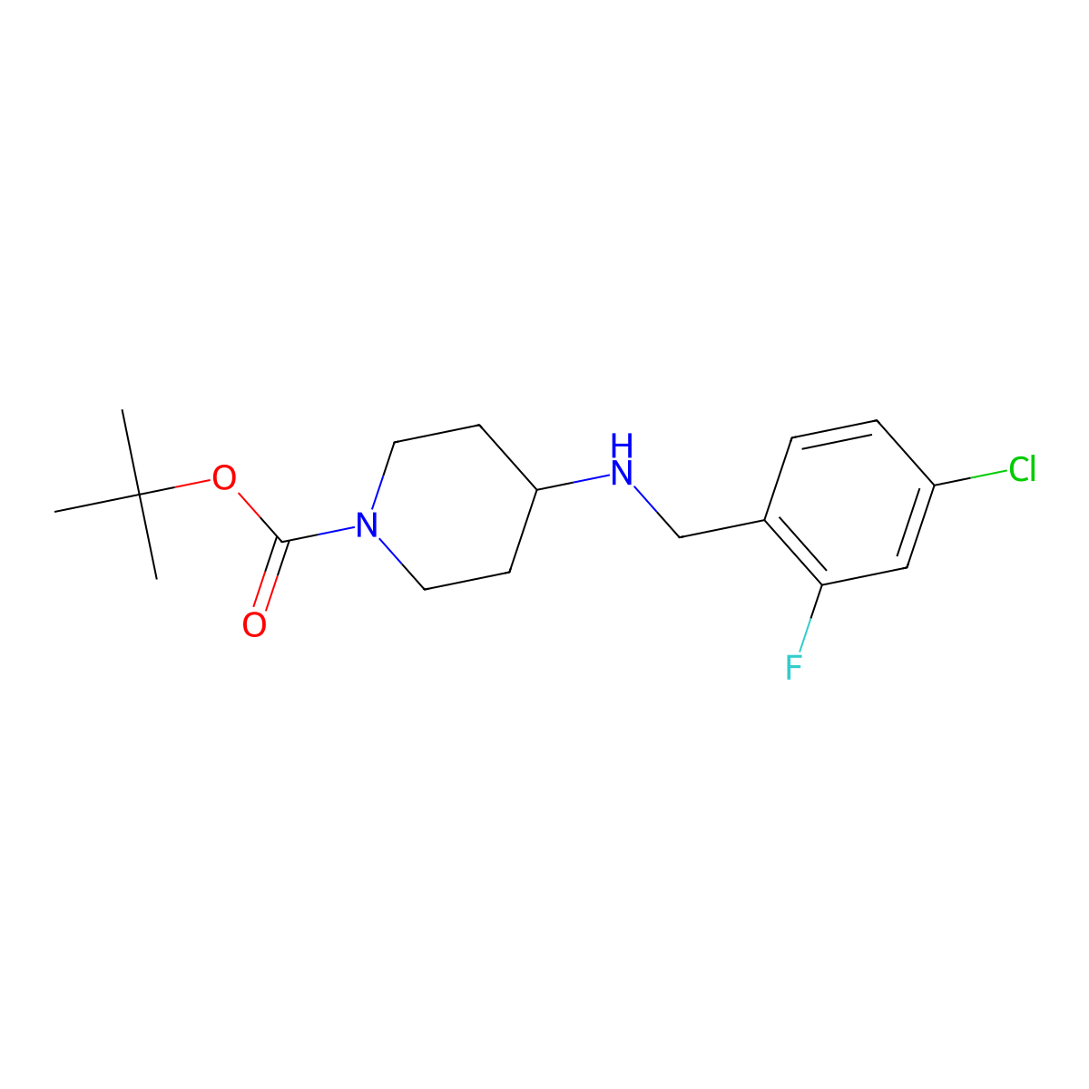 tert-Butyl 4-(4-chloro-2-fluorobenzylamino)piperidine-1-carboxylate molecular structure, CAS 1349716-05-7