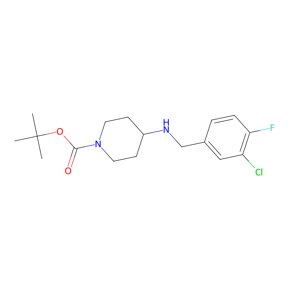 tert-Butyl 4-(3-chloro-4-fluorobenzylamino)piperidine-1-carboxylate molecular structure, CAS 1349716-10-4