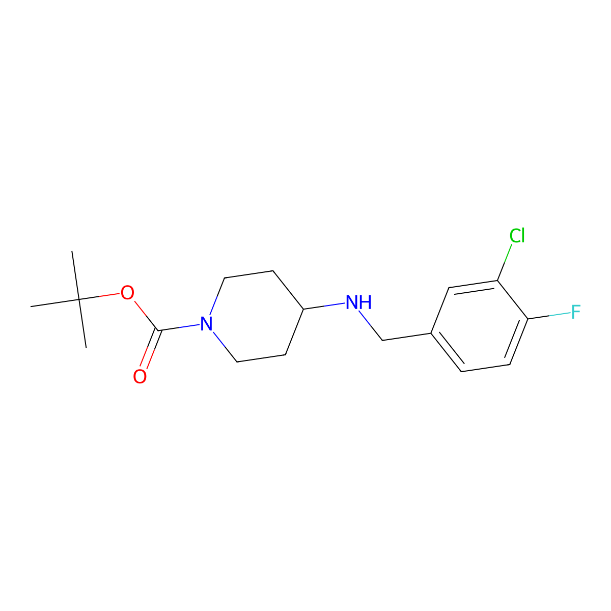 tert-Butyl 4-(3-chloro-4-fluorobenzylamino)piperidine-1-carboxylate molecular structure, CAS 1349716-10-4