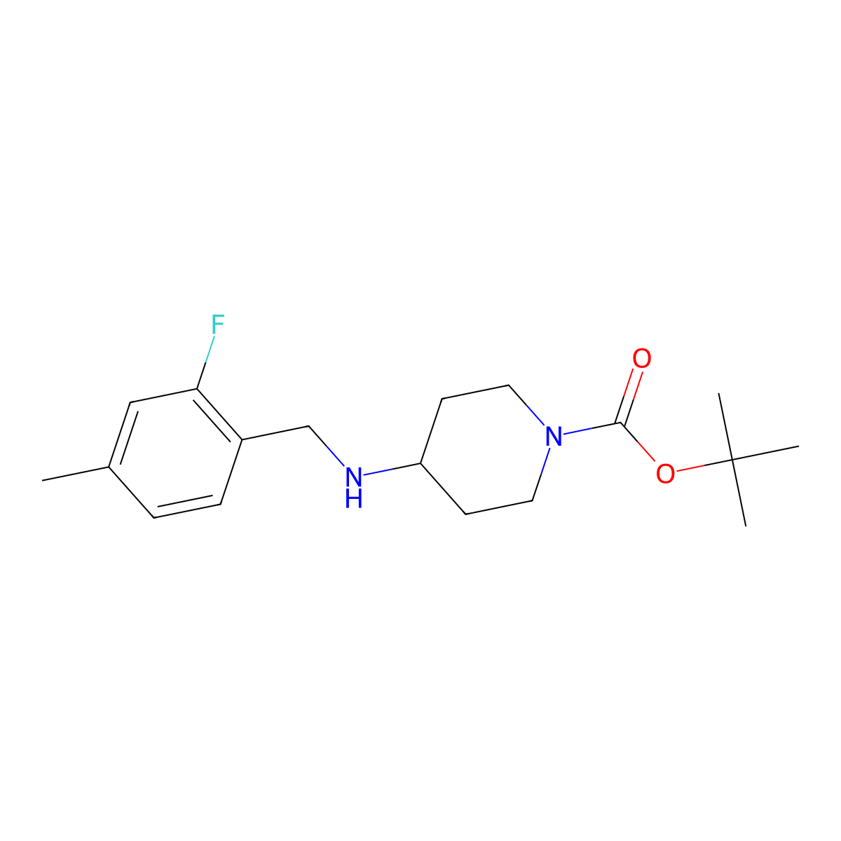 tert-Butyl 4-(2-fluoro-4-methylbenzylamino)piperidine-1-carboxylate molecular structure, CAS 1349716-11-5