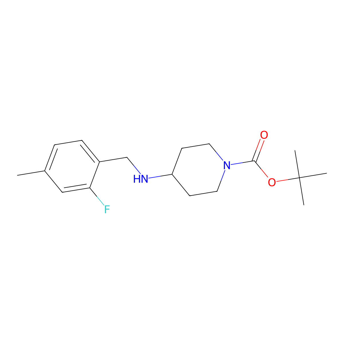 tert-Butyl 4-(2-fluoro-4-methylbenzylamino)piperidine-1-carboxylate molecular structure, CAS 1349716-11-5