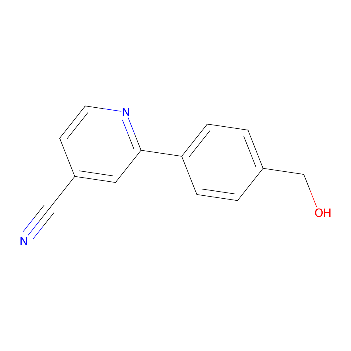 2-(4-(Hydroxymethyl)phenyl)isonicotinonitrile molecular structure, CAS 1349716-14-8