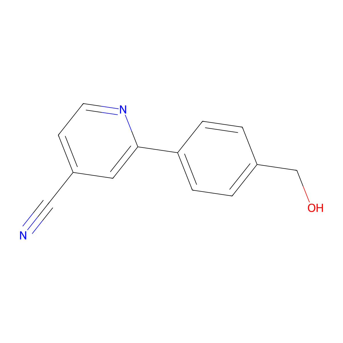 2-(4-(Hydroxymethyl)phenyl)isonicotinonitrile molecular structure, CAS 1349716-14-8