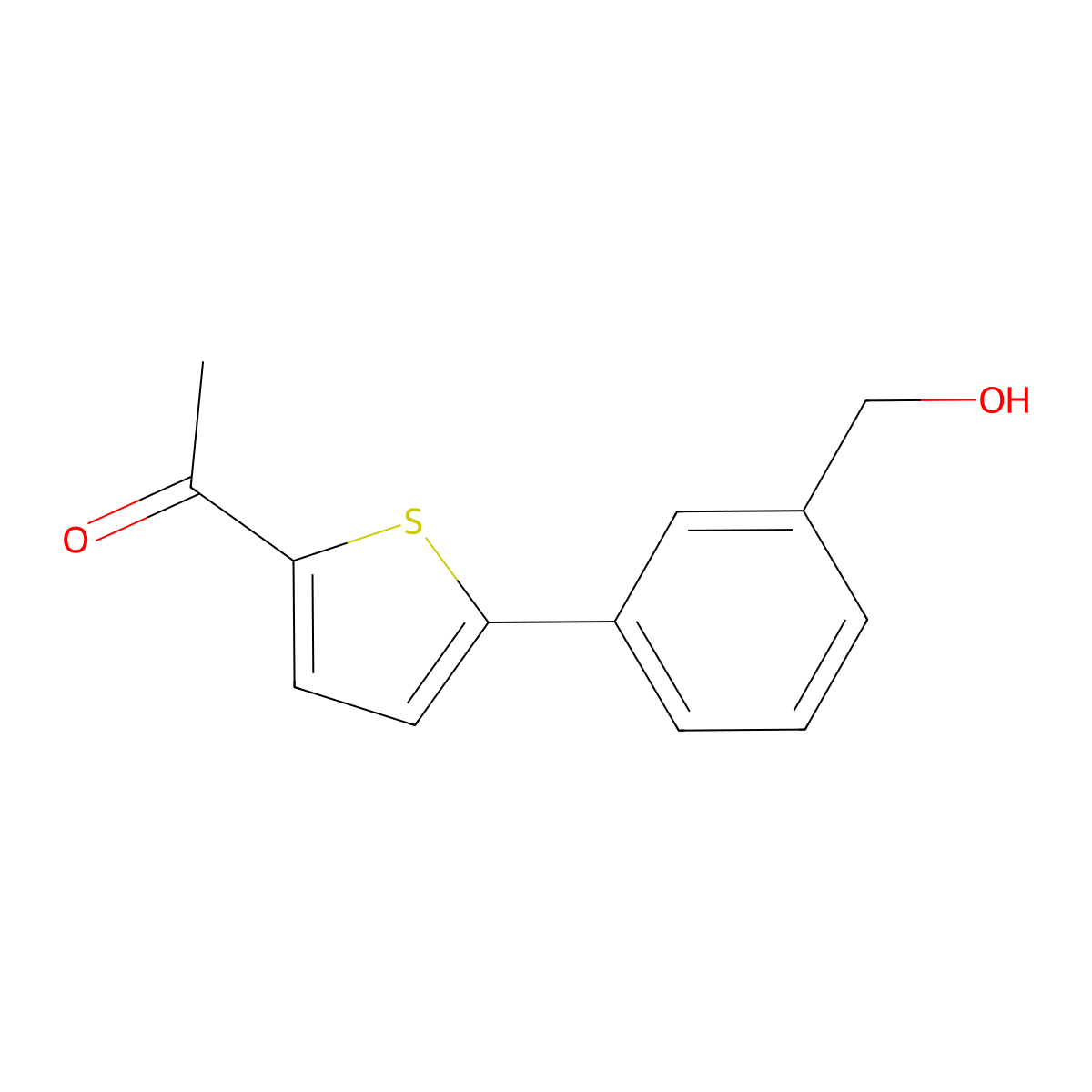 1-{5-[3-(Hydroxymethyl)phenyl]thiophen-2-yl}ethan-1-one molecular structure, CAS 1349716-40-0