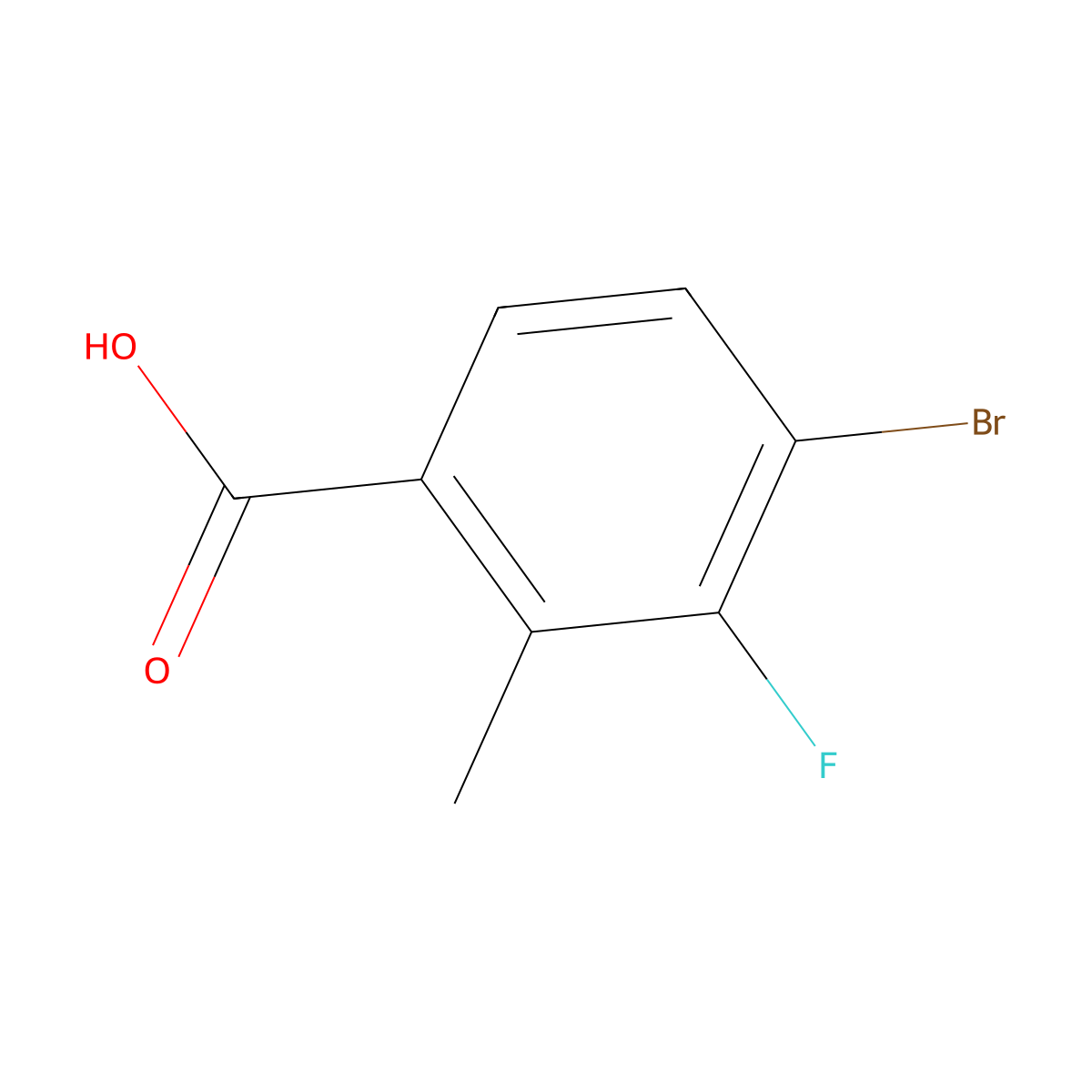 4-Bromo-3-fluoro-2-methylbenzoic acid molecular structure, CAS 1349716-97-7