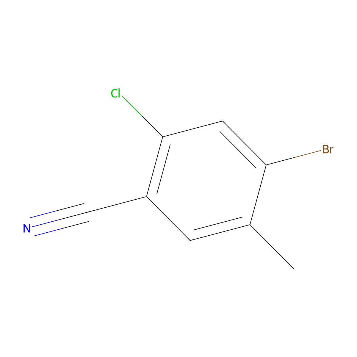 4-Bromo-2-chloro-5-methylbenzonitrile molecular structure, CAS 1349716-98-8
