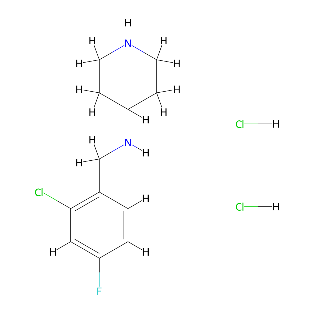 N-(2-Chloro-4-fluorobenzyl)piperidin-4-amine dihydrochloride molecular structure, CAS 1349717-01-6