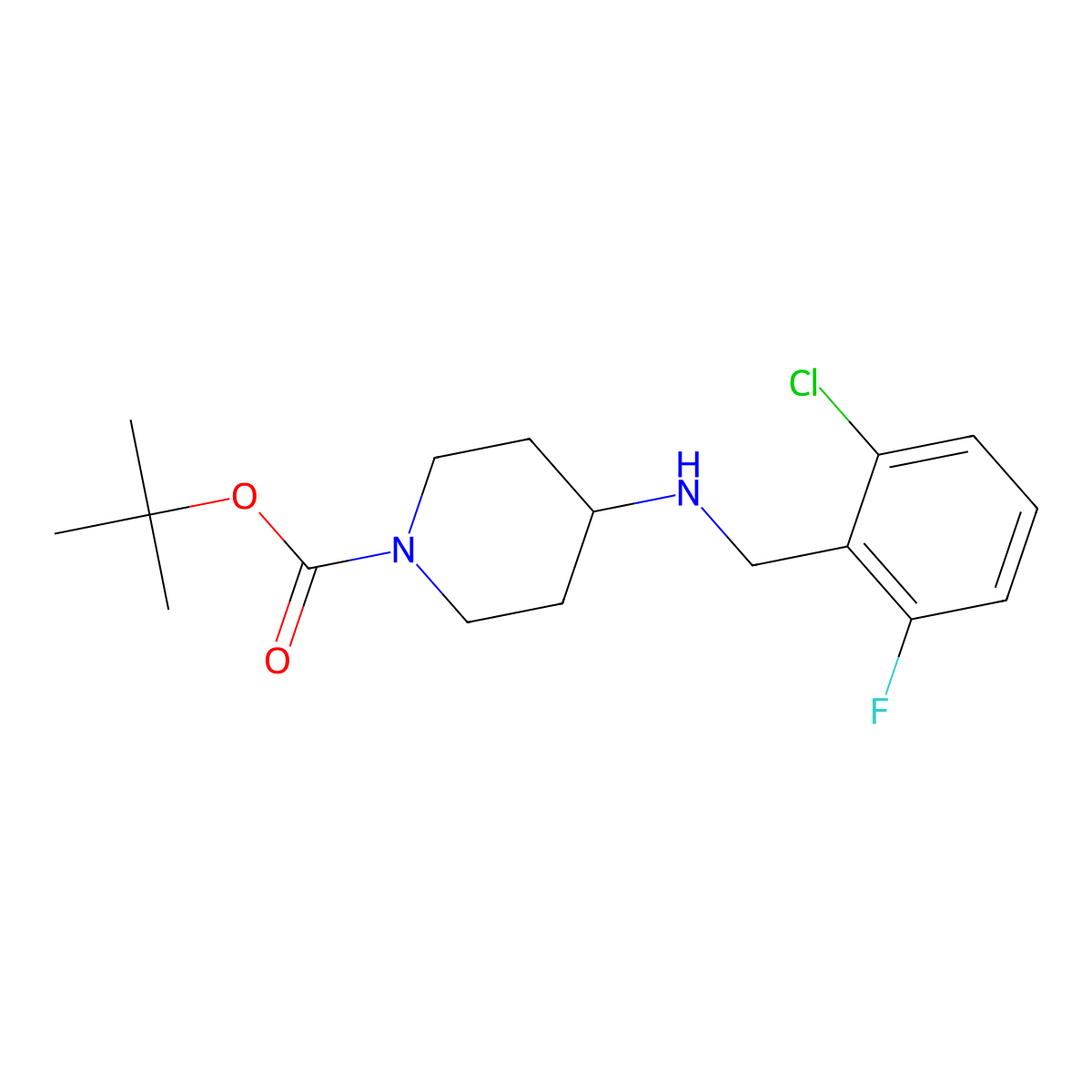 tert-Butyl 4-(2-chloro-6-fluorobenzylamino)piperidine-1-carboxylate molecular structure, CAS 1349717-09-4