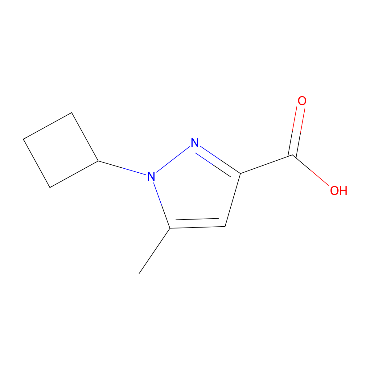 1-Cyclobutyl-5-methyl-1H-pyrazole-3-carboxylic acid molecular structure, CAS 1349717-51-6