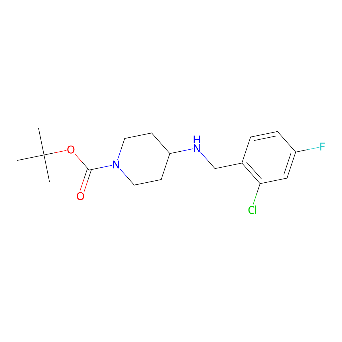 tert-Butyl 4-(2-chloro-4-fluorobenzylamino)piperidine-1-carboxylate molecular structure, CAS 1349717-69-6