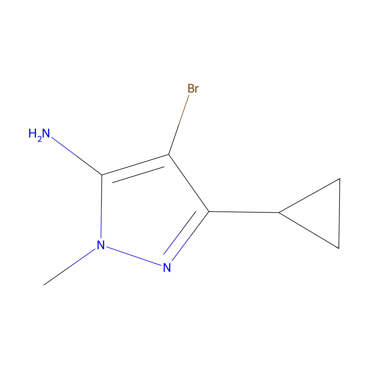 4-Bromo-5-cyclopropyl-2-methyl-2H-pyrazol-3-ylamine molecular structure, CAS 1349718-32-6