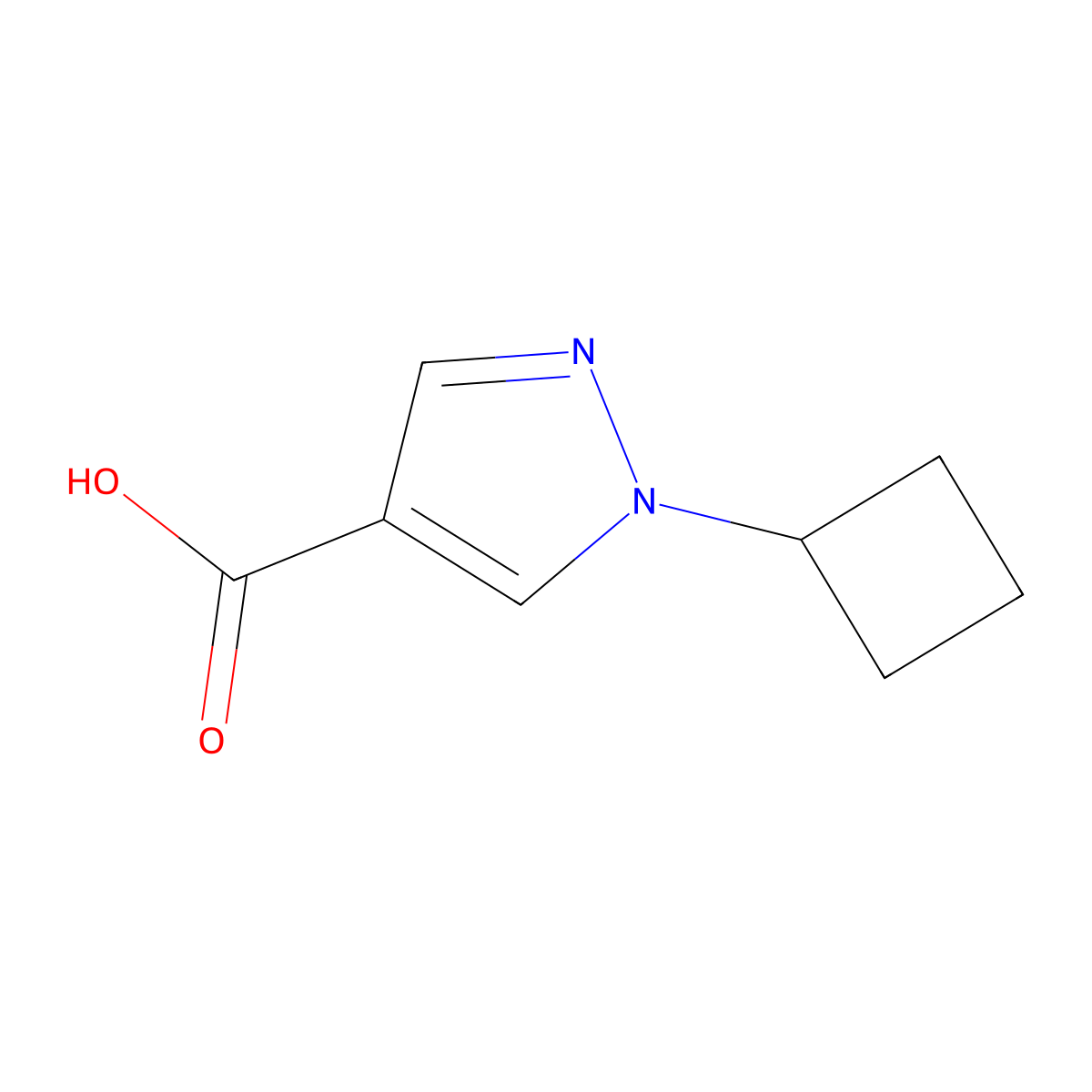 1-cyclobutyl-1H-pyrazole-4-carboxylic acid molecular structure, CAS 1349718-35-9