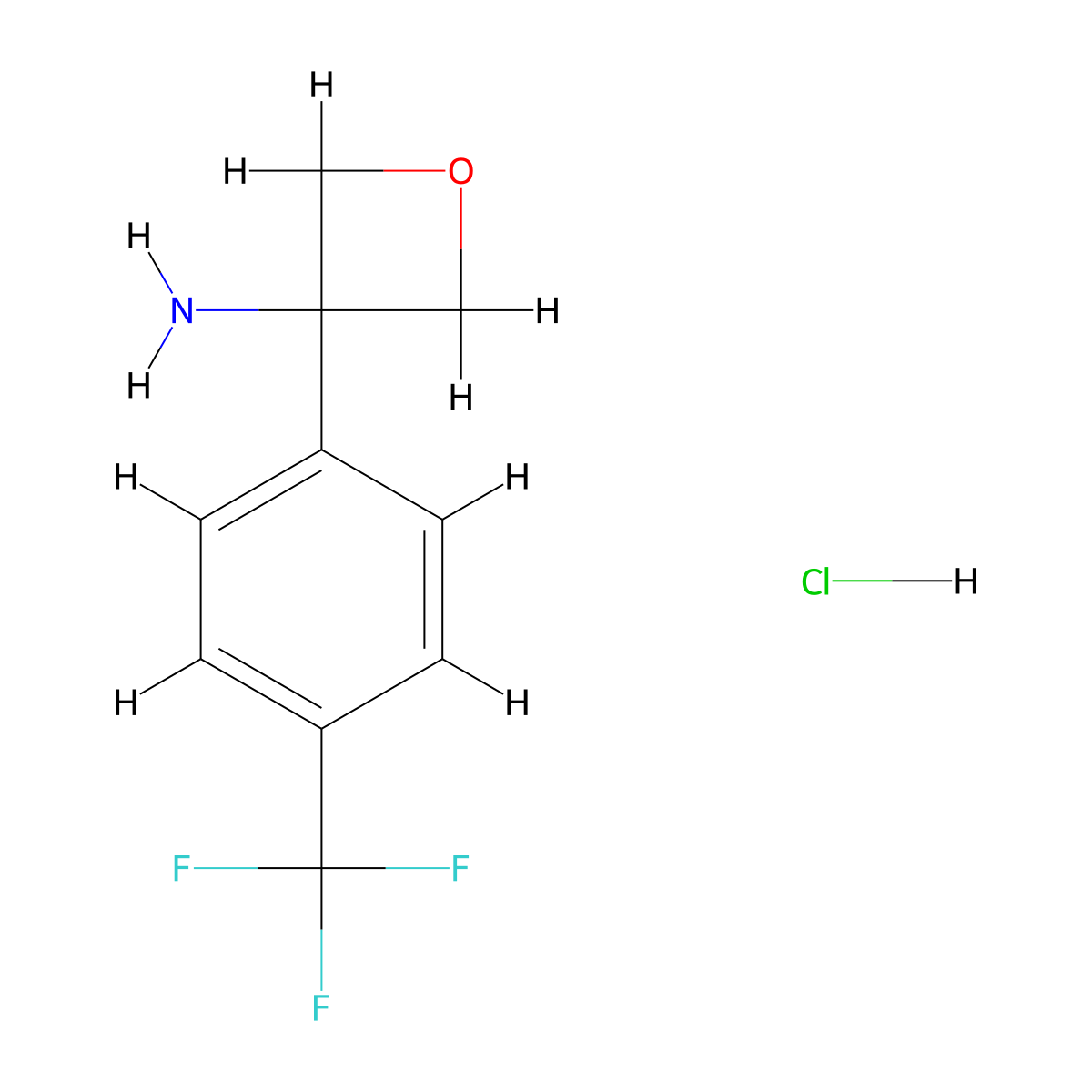 3-[4-(Trifluoromethyl)phenyl]oxetan-3-amine hydrochloride molecular structure, CAS 1349718-44-0