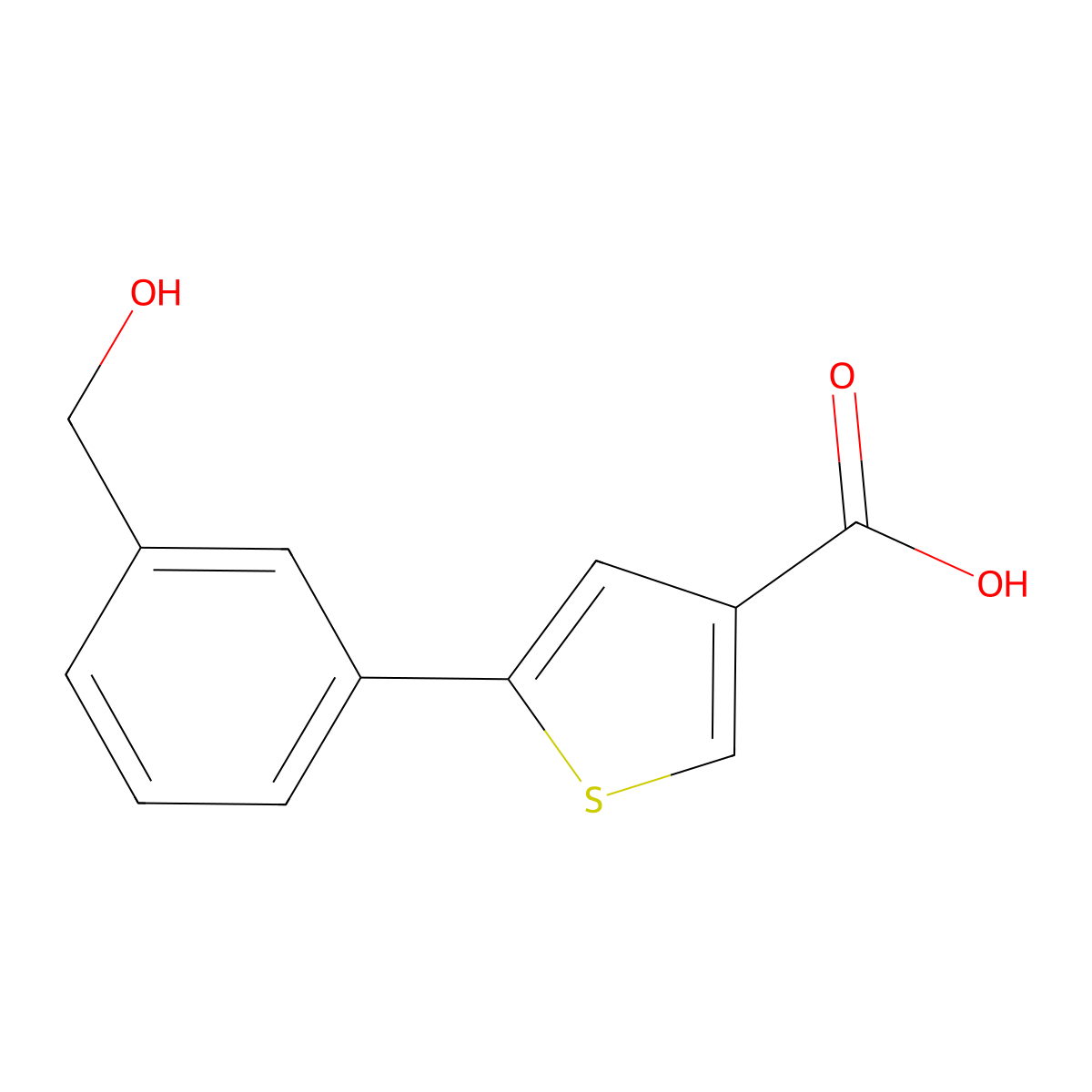 5-(3-(Hydroxymethyl)phenyl)thiophene-3-carboxylic acid molecular structure, CAS 1349718-52-0