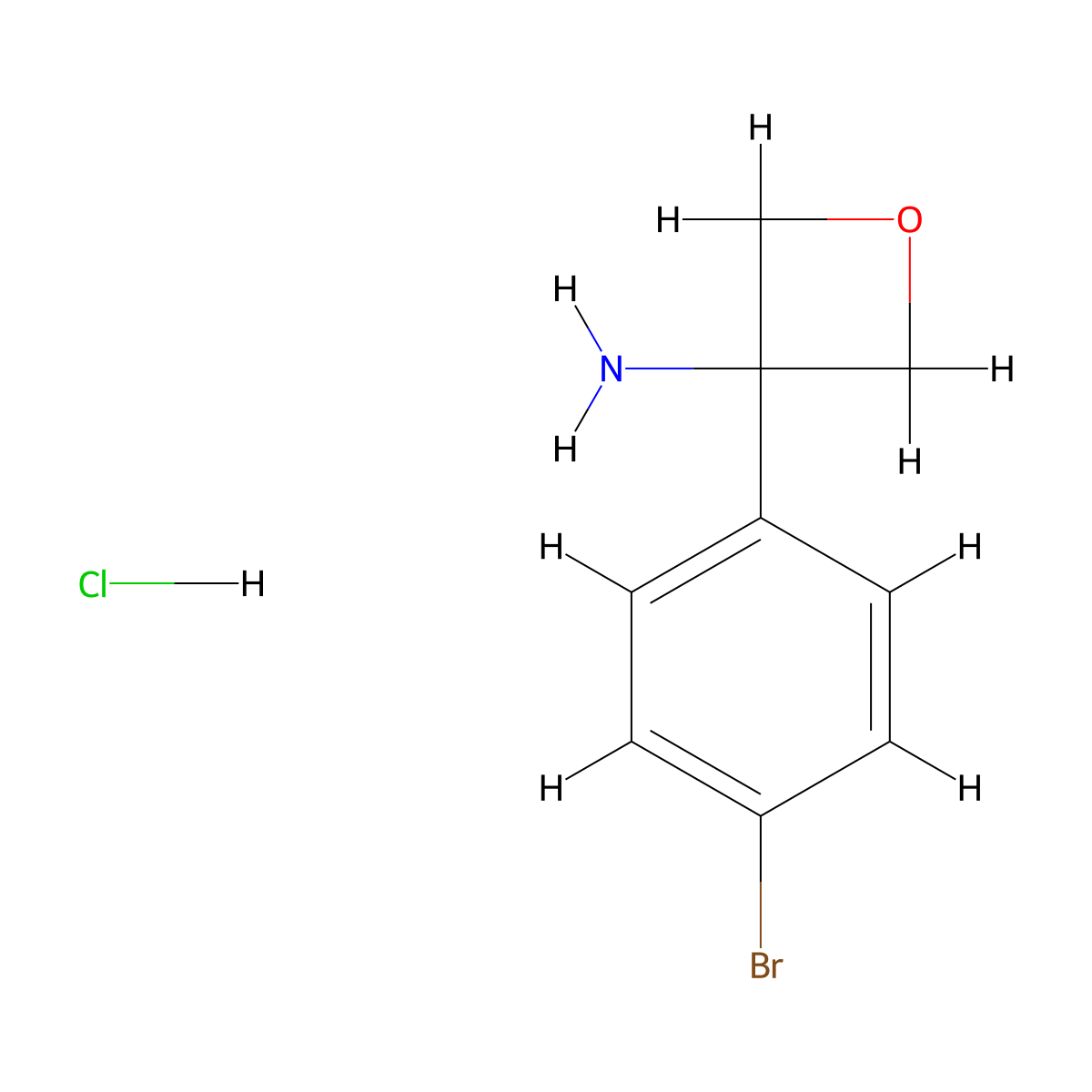 3-(4-Bromophenyl)oxetan-3-amine hydrochloride molecular structure, CAS 1349718-53-1