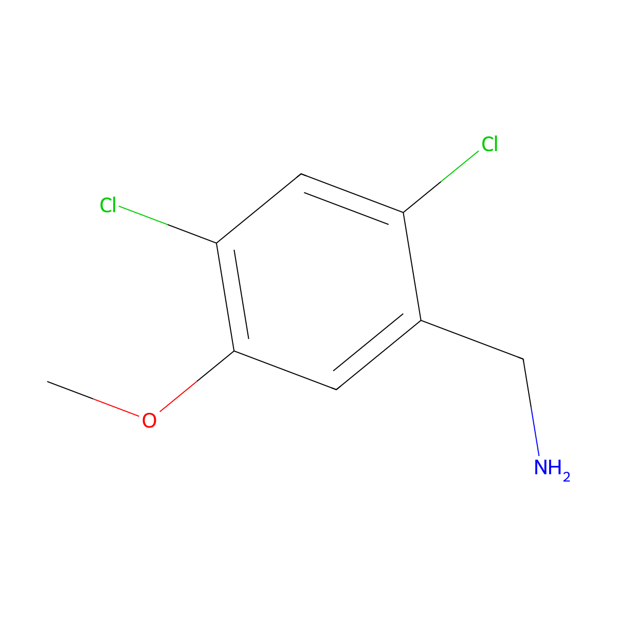 (2,4-Dichloro-5-methoxyphenyl)methanamine molecular structure, CAS 1349718-57-5