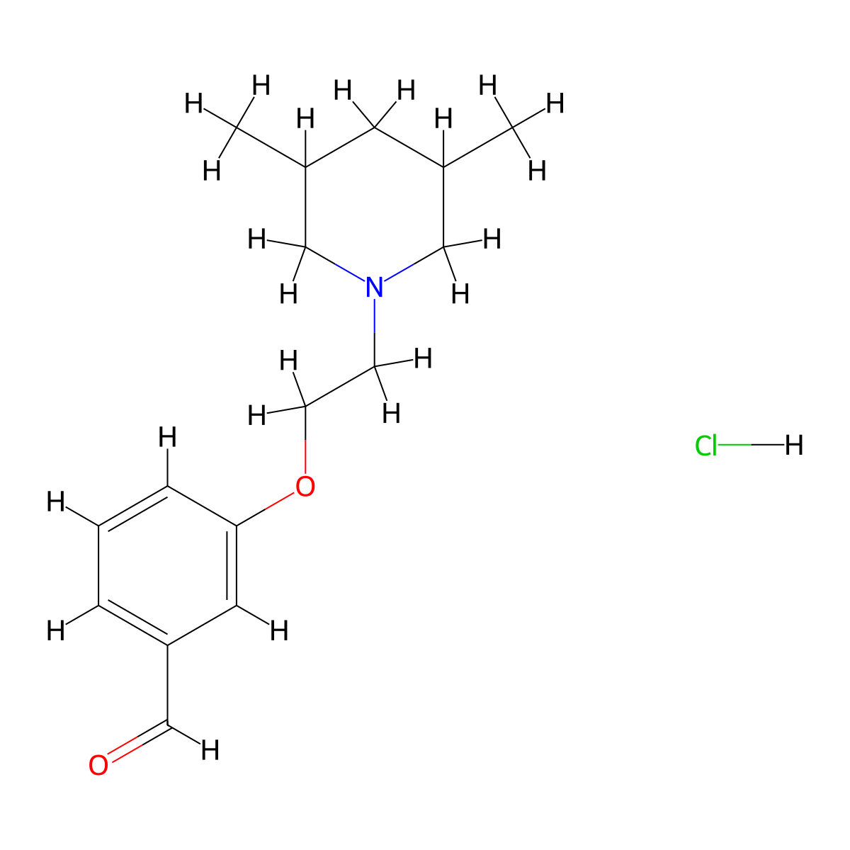 3-[2-(3,5-Dimethyl-1-piperidinyl)ethoxy]benzaldehyde hydrochloride molecular structure, CAS 1349718-69-9