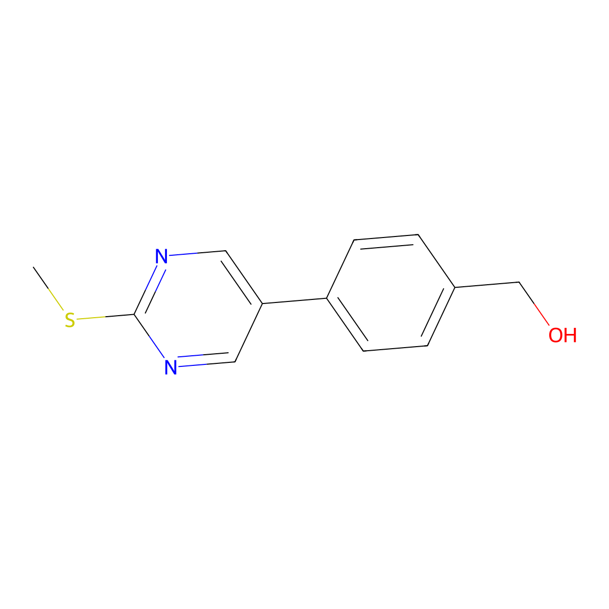 (4-(2-(Methylthio)pyrimidin-5-yl)phenyl)methanol molecular structure, CAS 1349718-70-2
