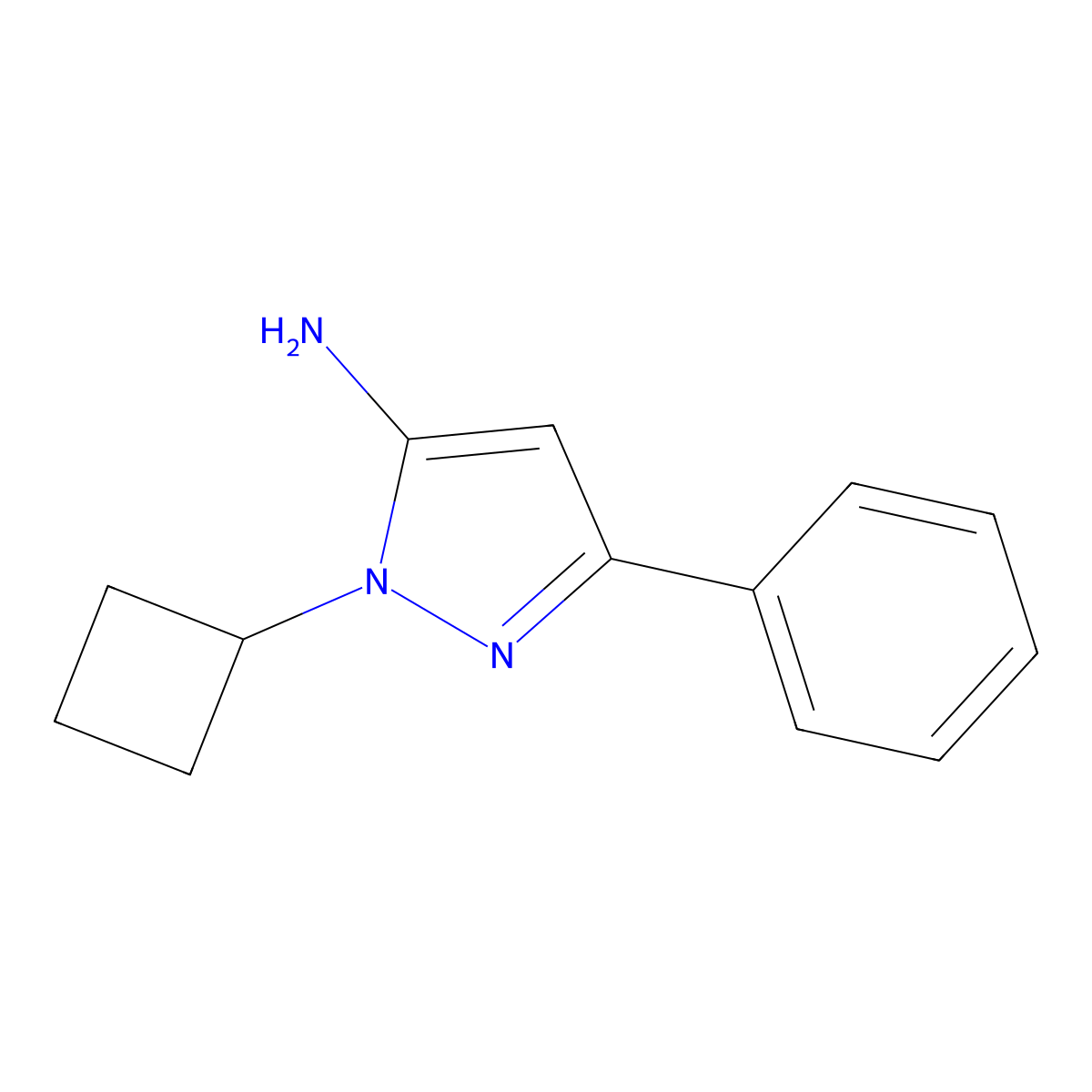 1-Cyclobutyl-3-phenyl-1H-pyrazol-5-amine molecular structure, CAS 1349718-76-8