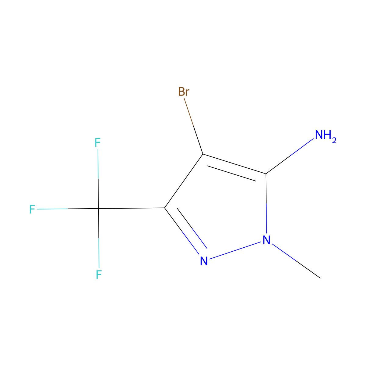 4-Bromo-2-methyl-5-trifluoromethyl-2H-pyrazol-3-ylamine molecular structure, CAS 1349718-77-9
