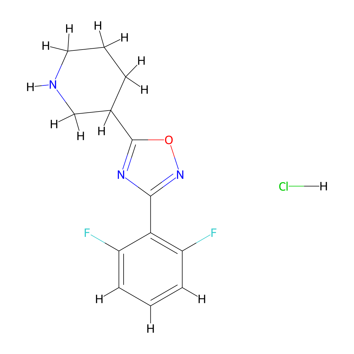 3-[3-(2,6-Difluorophenyl)-1,2,4-oxadiazol-5-yl]piperidine hydrochloride molecular structure, CAS 1349718-79-1