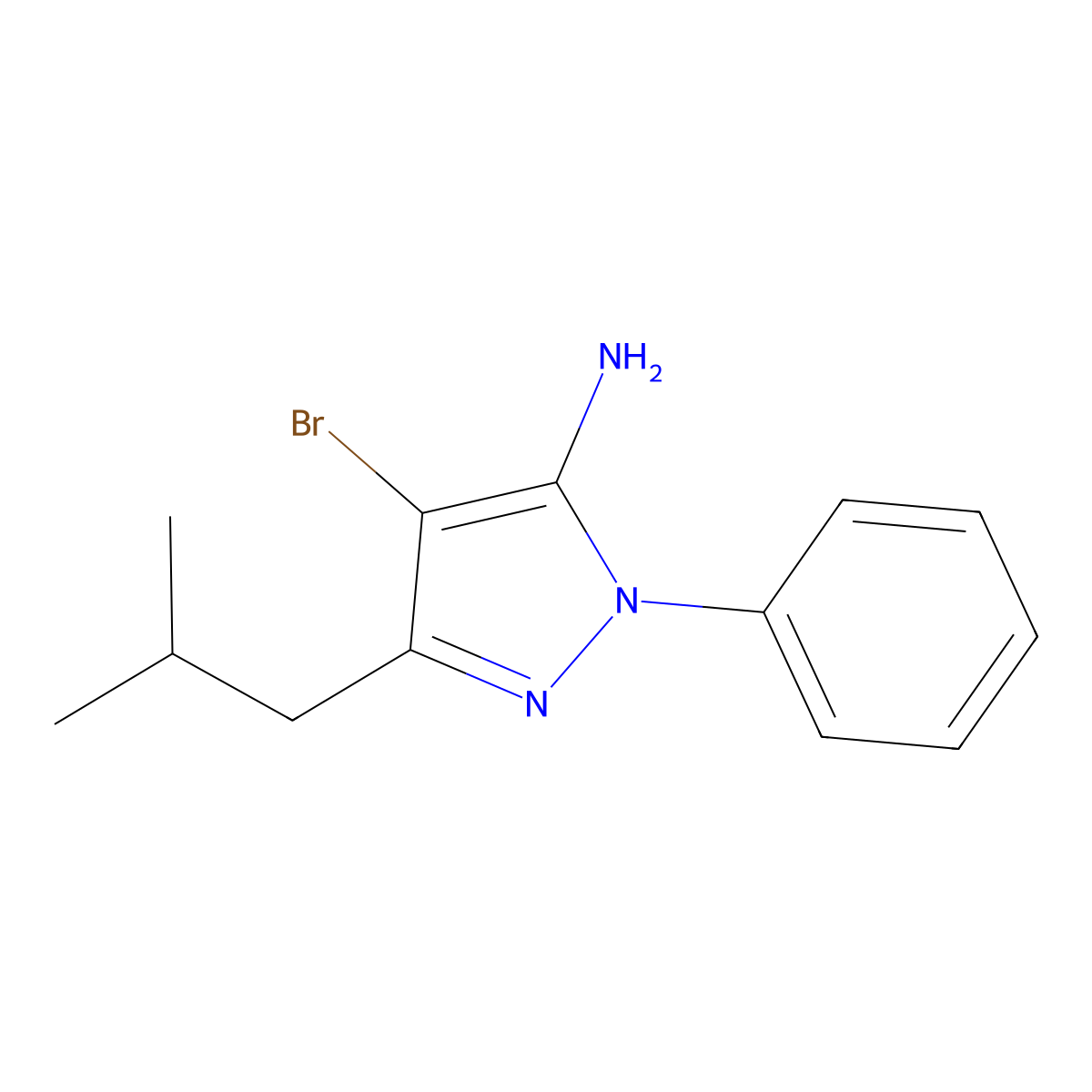 4-Bromo-3-isobutyl-1-phenyl-1H-pyrazol-5-amine molecular structure, CAS 1349718-84-8