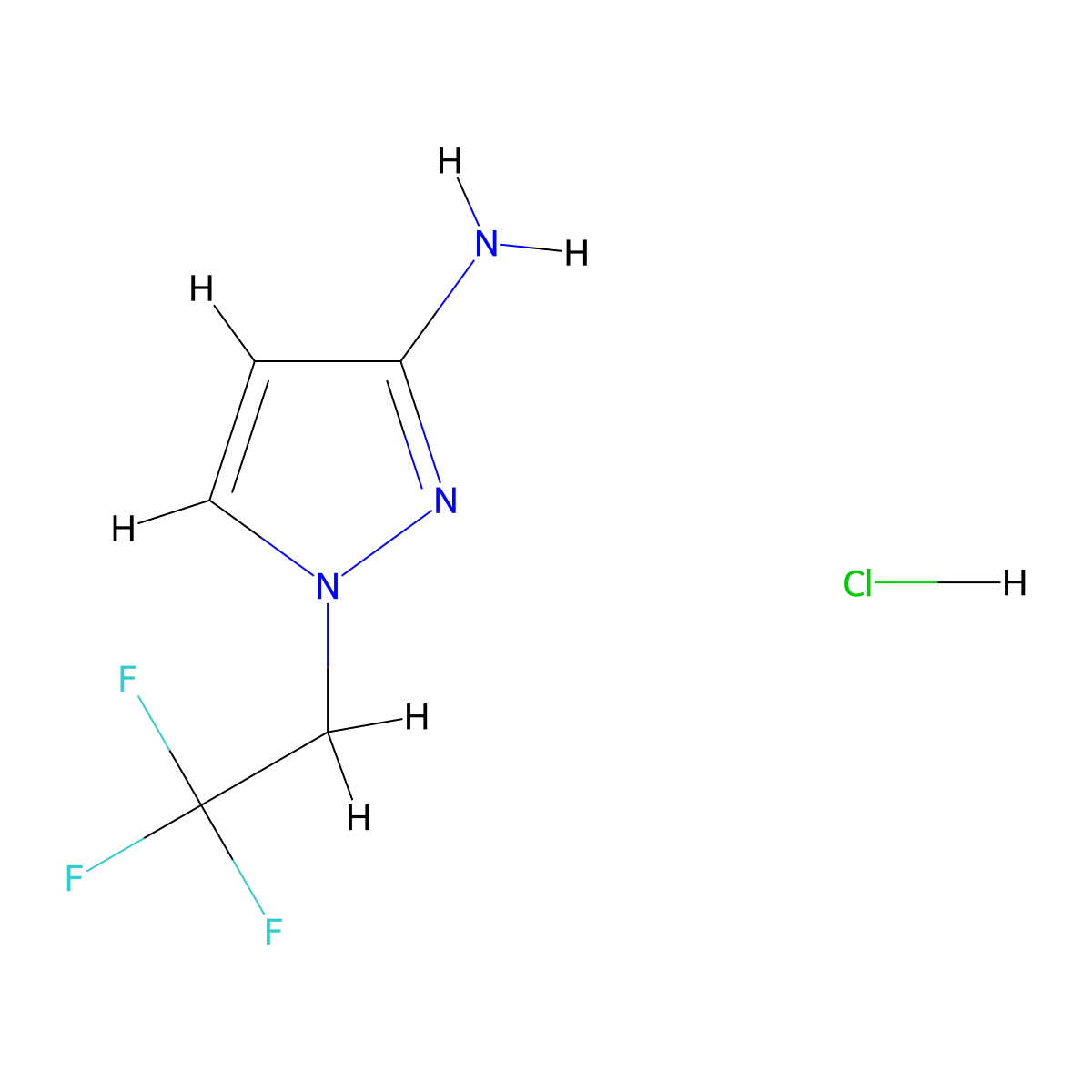 1-(2,2,2-Trifluoroethyl)-1H-pyrazol-3-amine hydrochloride molecular structure, CAS 1349718-89-3