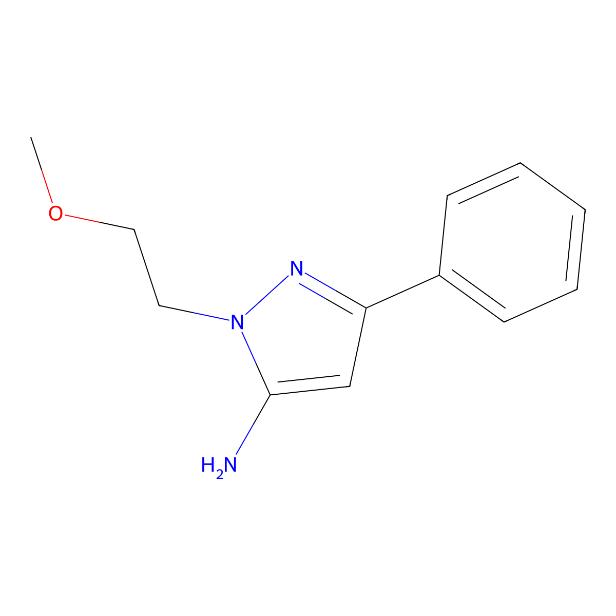1-(2-Methoxyethyl)-3-phenyl-1H-pyrazol-5-amine molecular structure, CAS 1349718-90-6