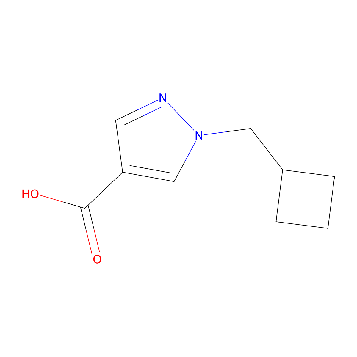 1-(cyclobutylmethyl)-1H-pyrazole-4-carboxylic acid molecular structure, CAS 1349718-93-9