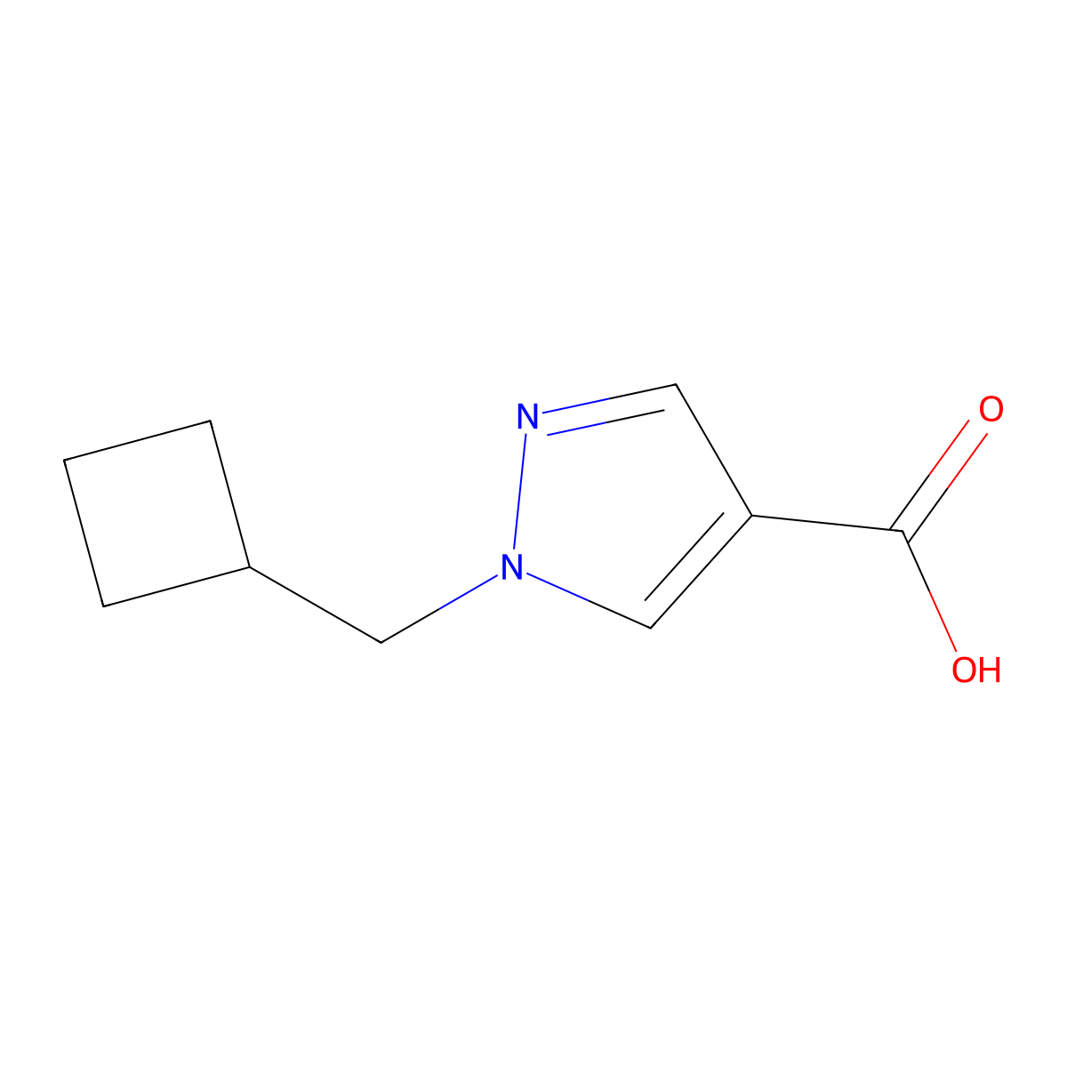 1-(cyclobutylmethyl)-1H-pyrazole-4-carboxylic acid molecular structure, CAS 1349718-93-9
