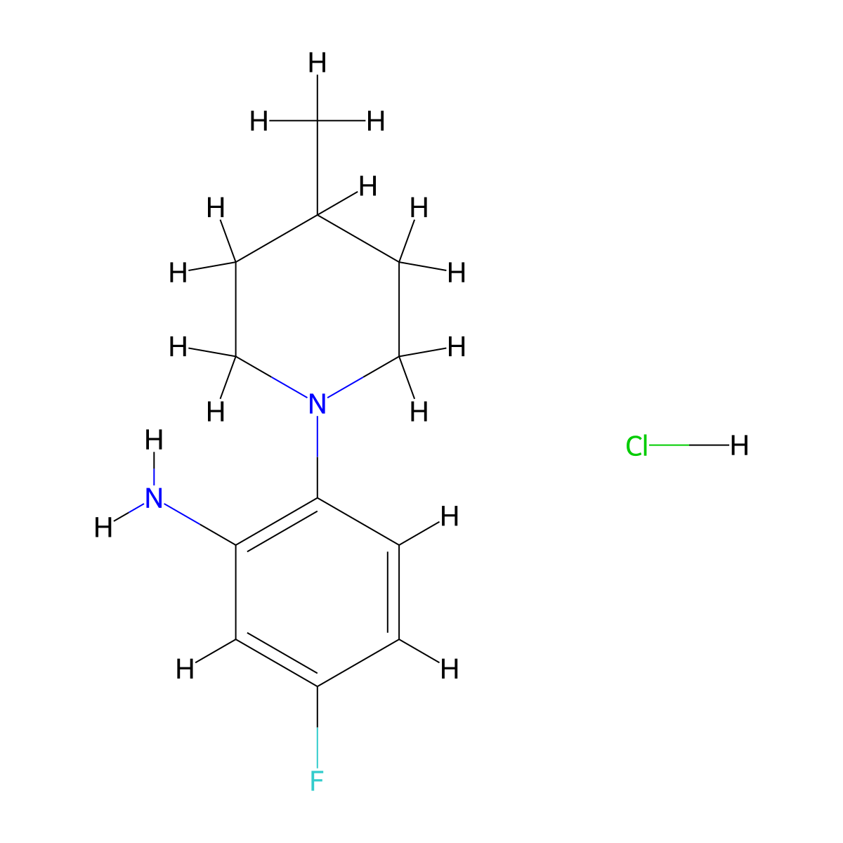 5-Fluoro-2-(4-methylpiperidin-1-yl)aniline hydrochloride molecular structure, CAS 1349719-07-8