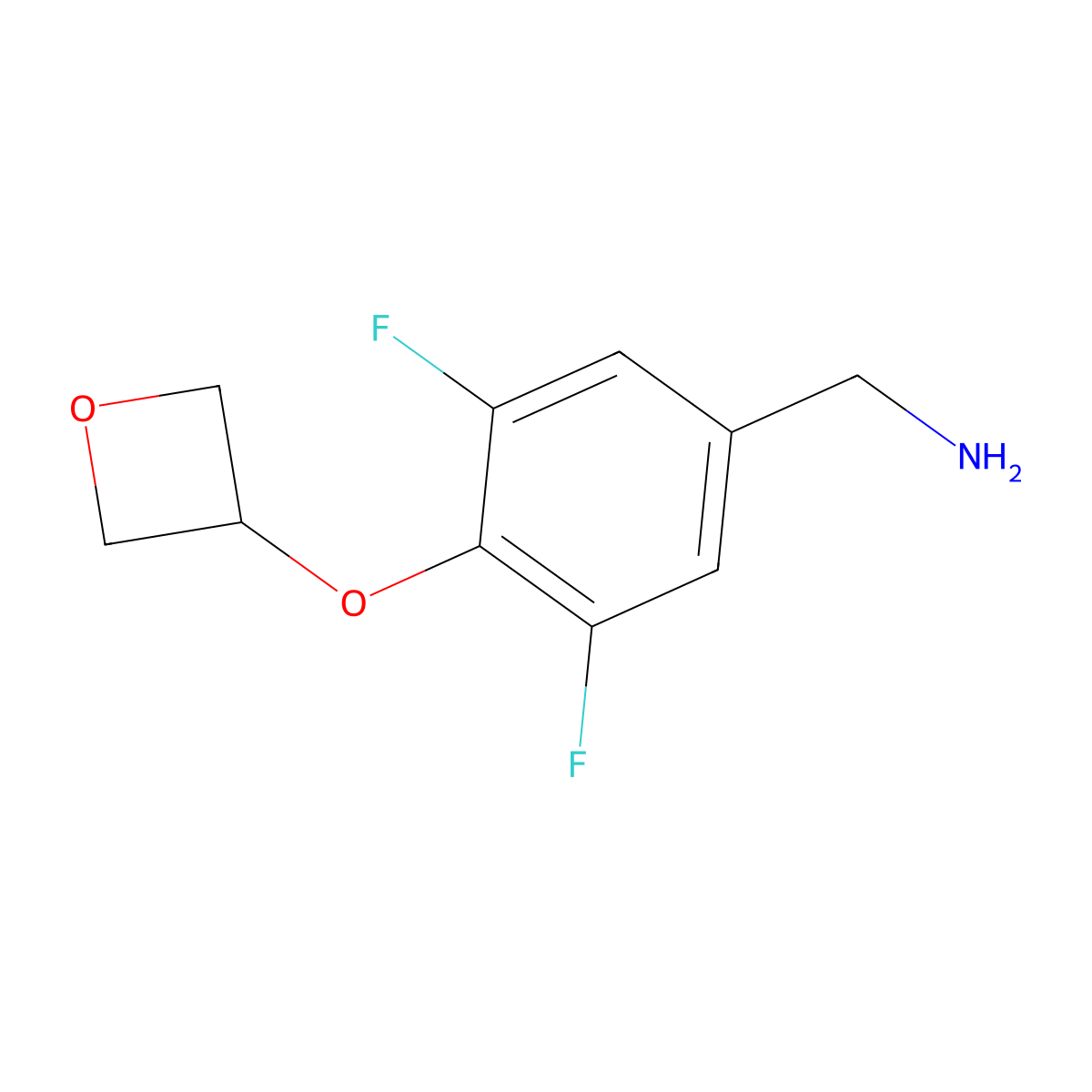 [3,5-Difluoro-4-(oxetan-3-yloxy)phenyl]methanamine molecular structure, CAS 1349719-21-6