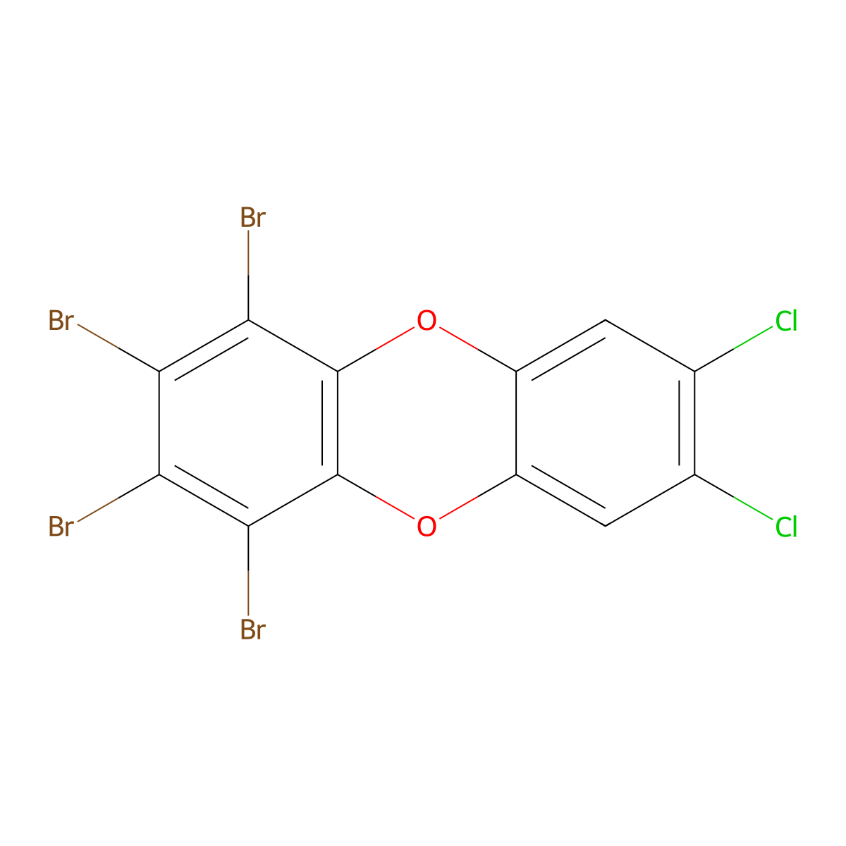 1,2,3,4-Tetrabromo-7,8-dichlorodibenzo-p-dioxin molecular structure, CAS 134974-39-3