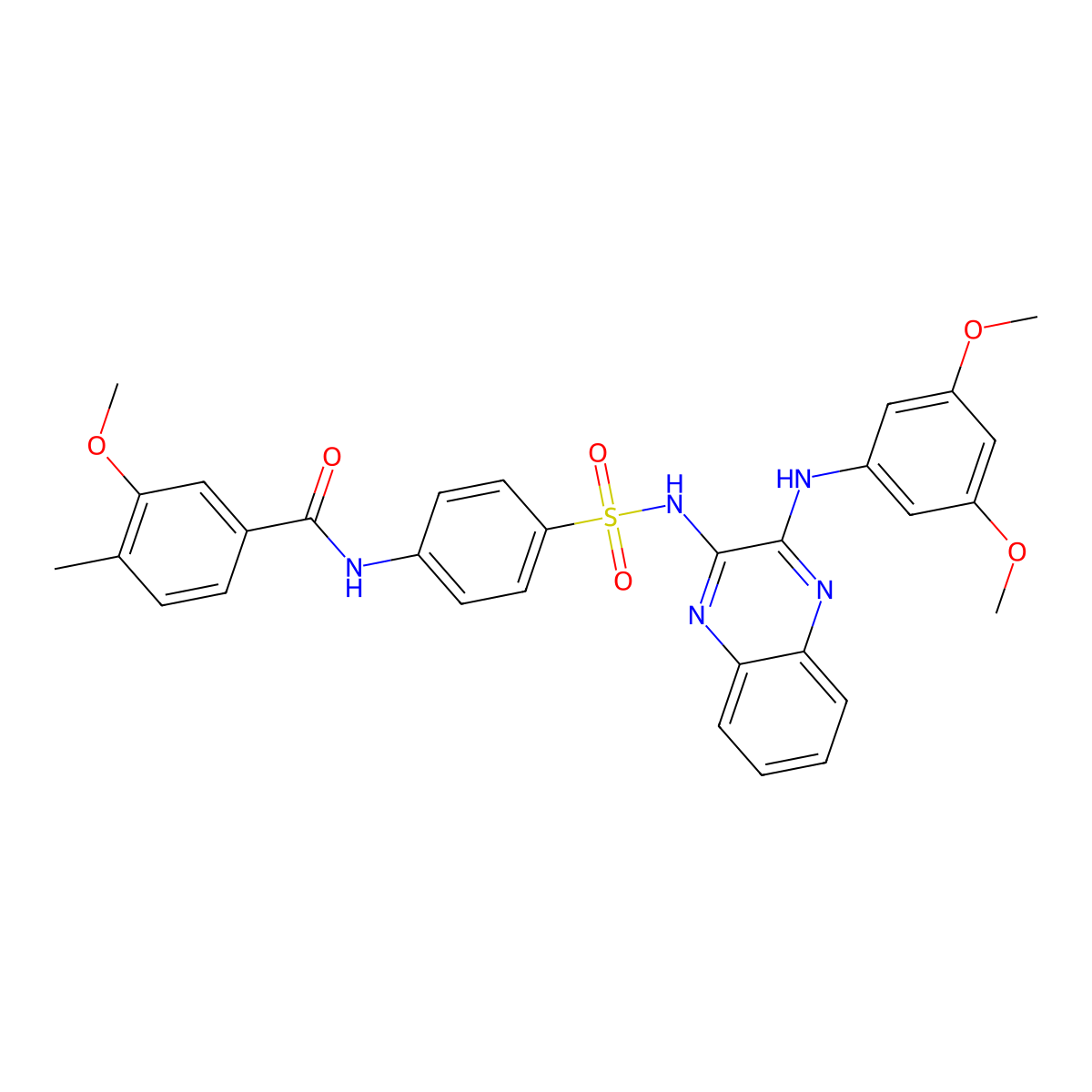 N-(4-(N-(3-((3,5-dimethoxyphenyl)amino)quinoxalin-2-yl)sulfamoyl)phenyl)-3-methoxy-4-methylbenzamide molecular structure, CAS 1349796-36-6
