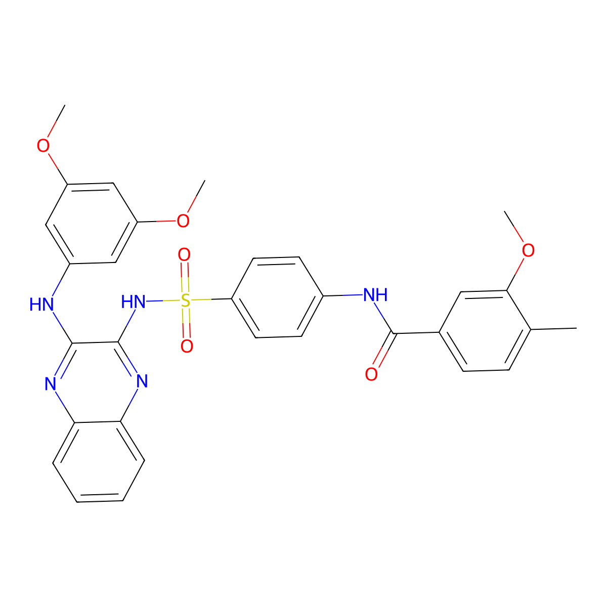 N-(4-(N-(3-((3,5-dimethoxyphenyl)amino)quinoxalin-2-yl)sulfamoyl)phenyl)-3-methoxy-4-methylbenzamide molecular structure, CAS 1349796-36-6
